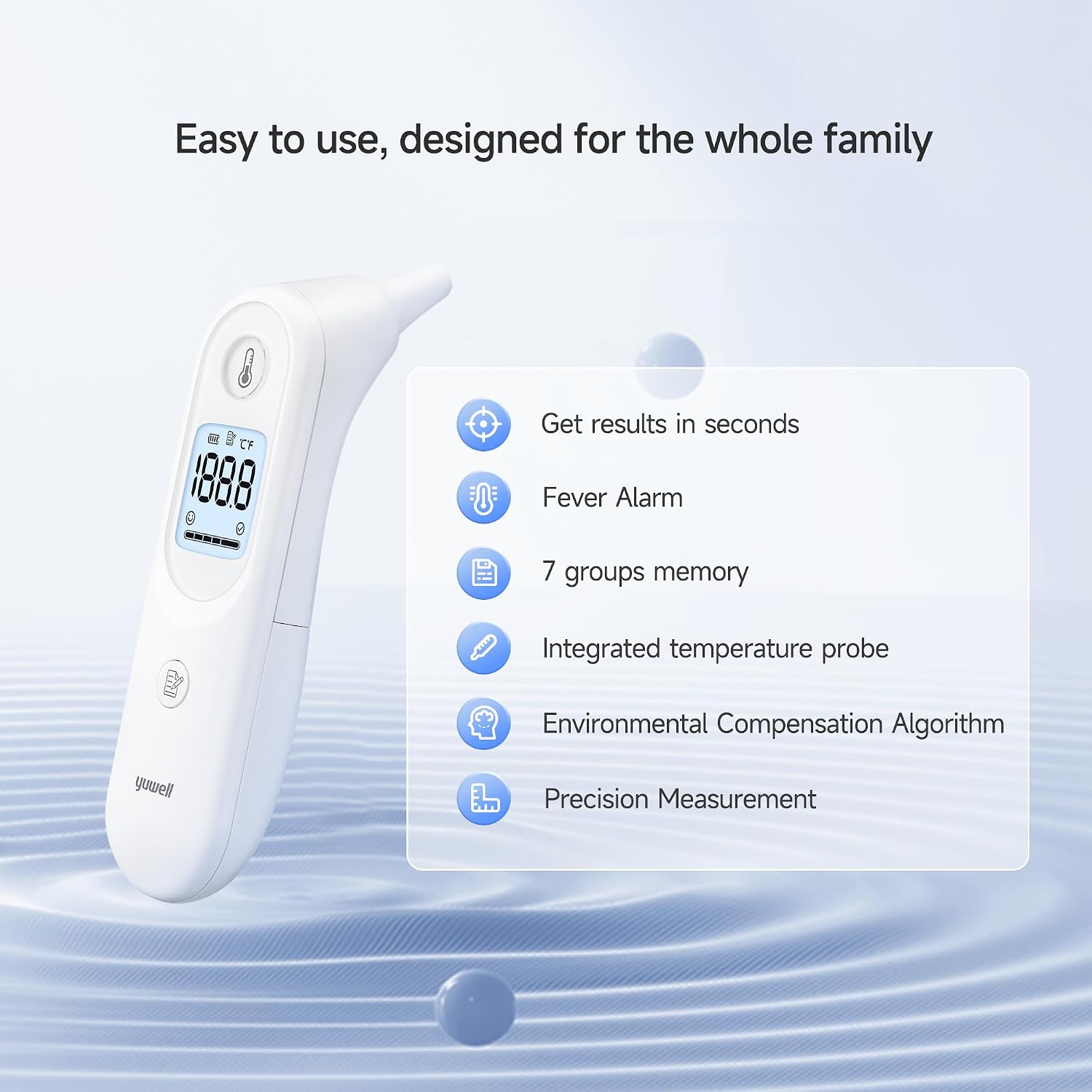 Thumbnail 2 de yuwell YHT101 ear thermometer 7‑reading memory