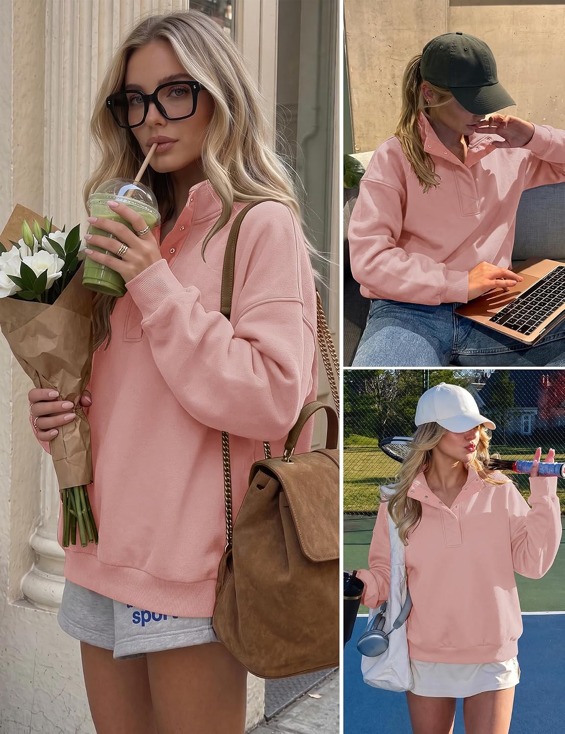 Detalle de LOMON Women's Sweatshirt, Cotton-Polyester Blend