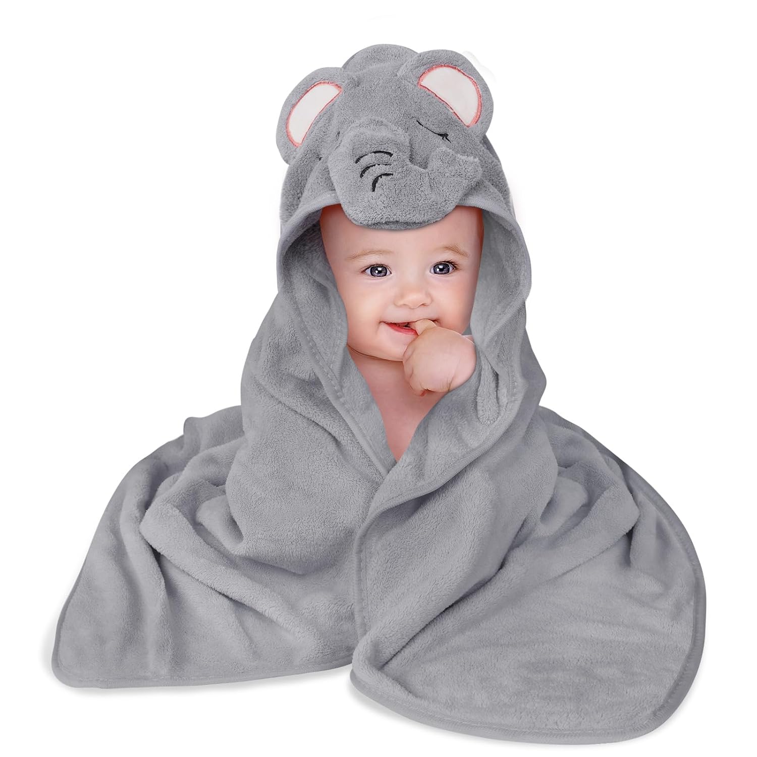 Thumbnail 6 de Aolso Kapuzenhandtuch Baby – kuschelweiches Korallen-Fleece-Badetuch, 80 × 80 cm, 0–3 Jahre