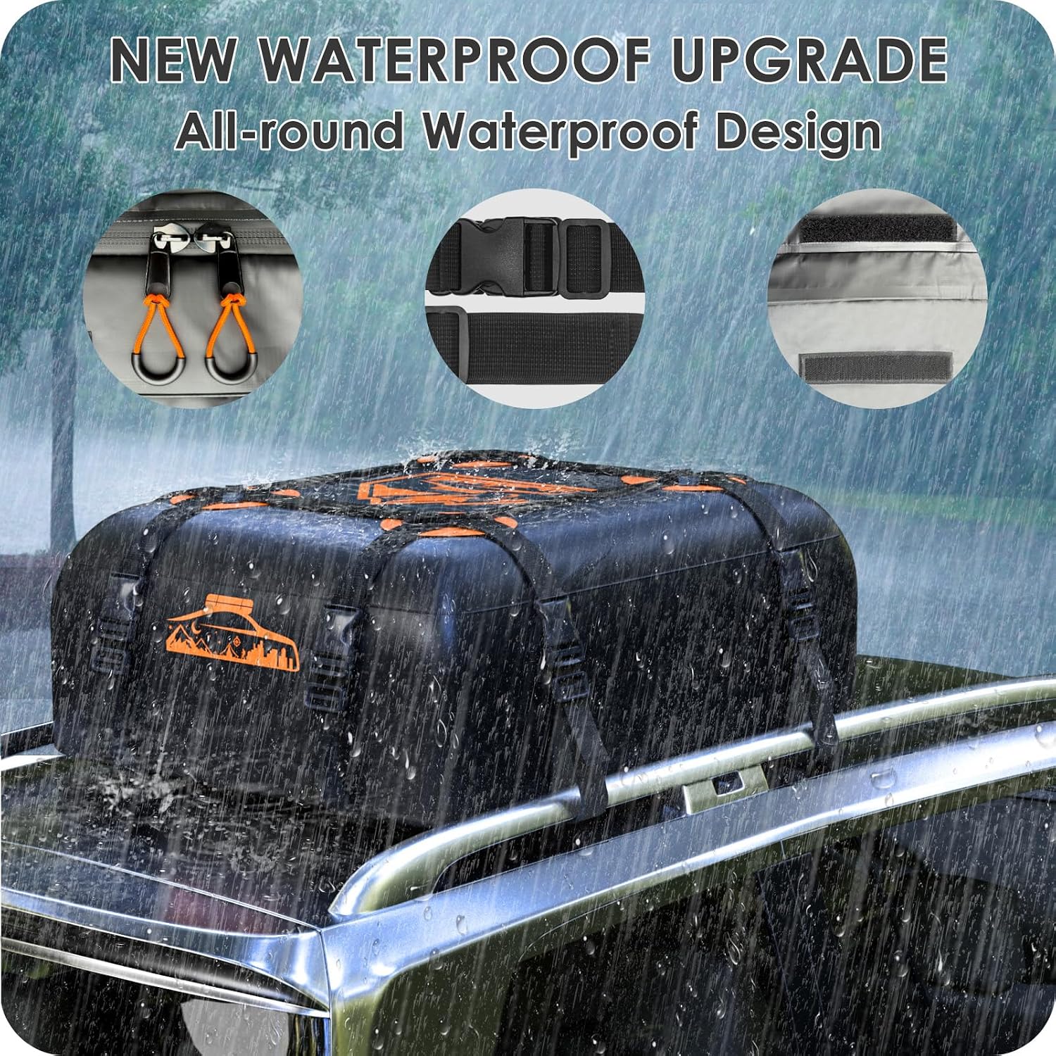 Thumbnail 1 de Rymopuey Roof Bag: Waterproof Car Roof Storage (20 cu ft) — No Rack Needed