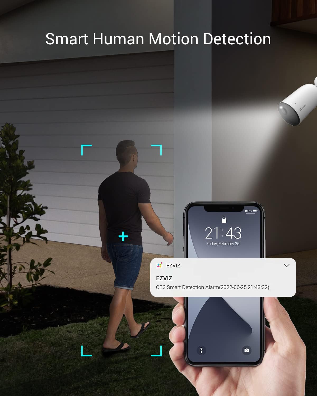 Thumbnail 4 de EZVIZ CB3 Telecamera Wi‑Fi a batteria da esterno con visione notturna a colori, rilevamento persone e 120 giorni di autonomia