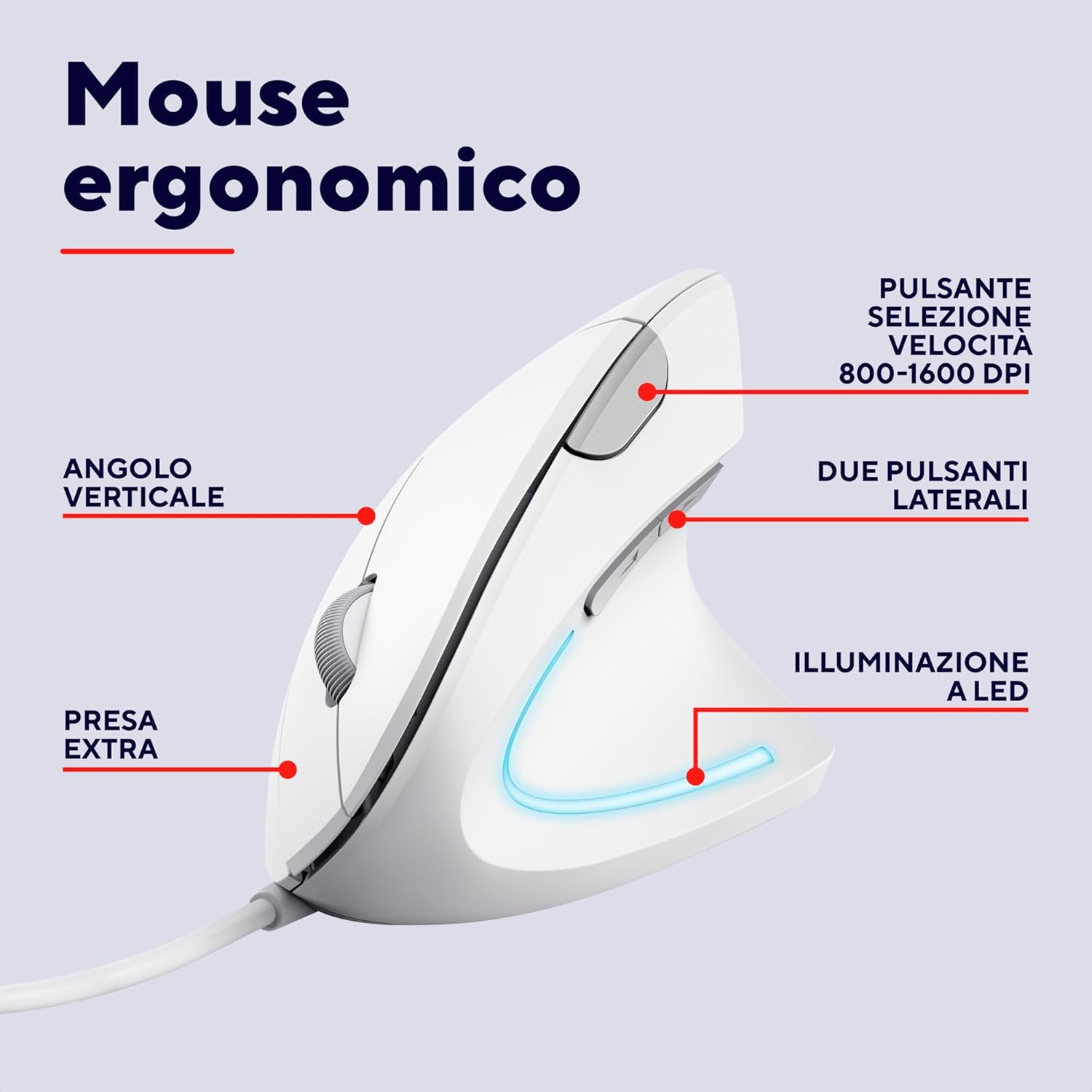 Thumbnail 1 de Trust Verto Ergonomic Mouse One Size: ergonomia verticale, comfort immediato e controllo preciso