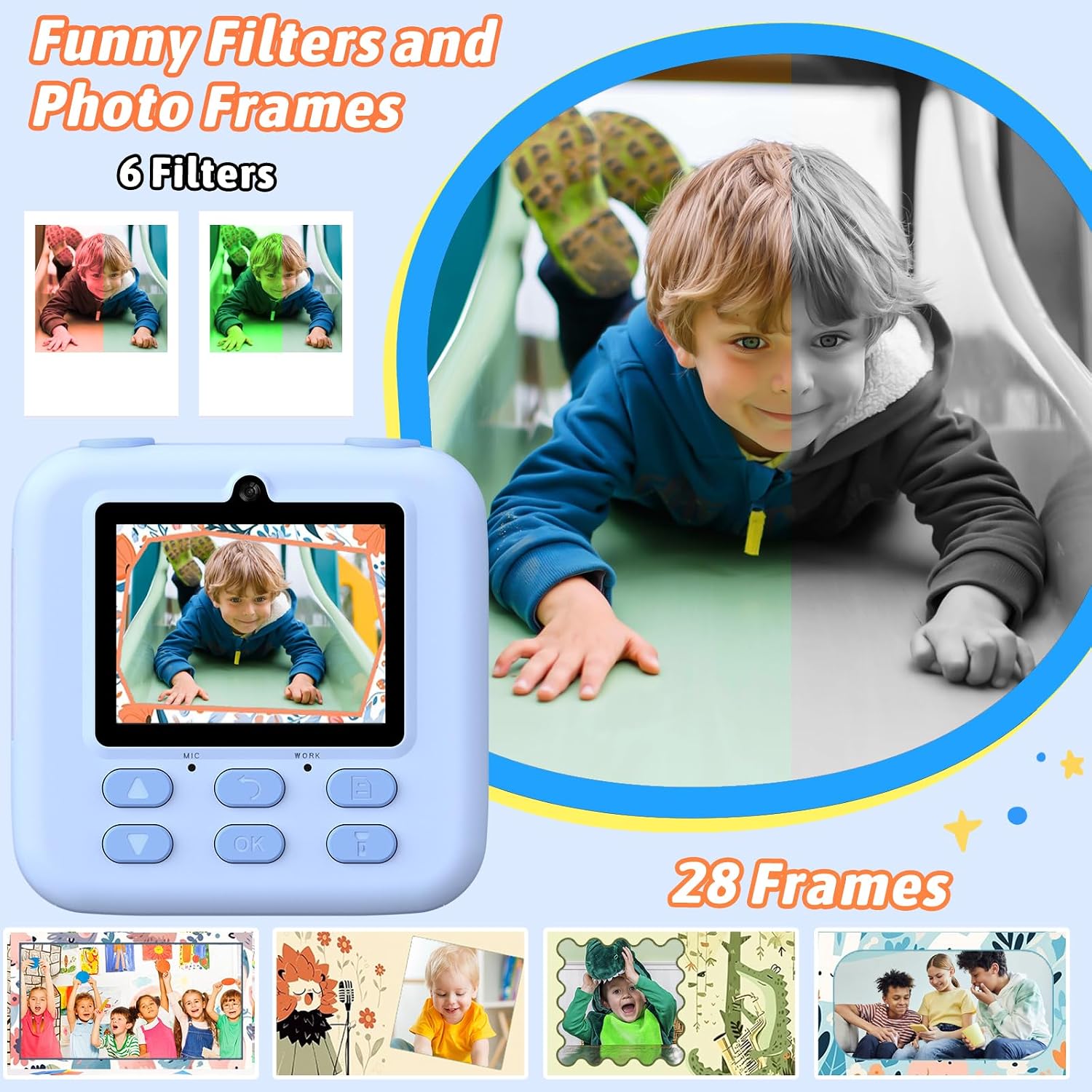 Thumbnail 4 de Cimizi P79 Kids Instant Print Camera, 1080p Video, Dual Lenses, 2.4-Inch Screen