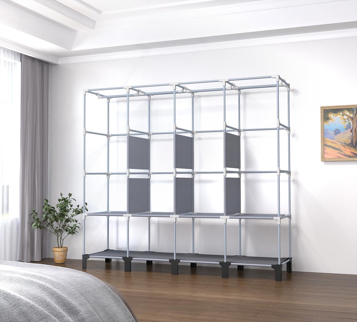 Thumbnail 6 de oumylovelsc DJ-175 Portable Wardrobe with Cloth Cover and Side Pockets, Black