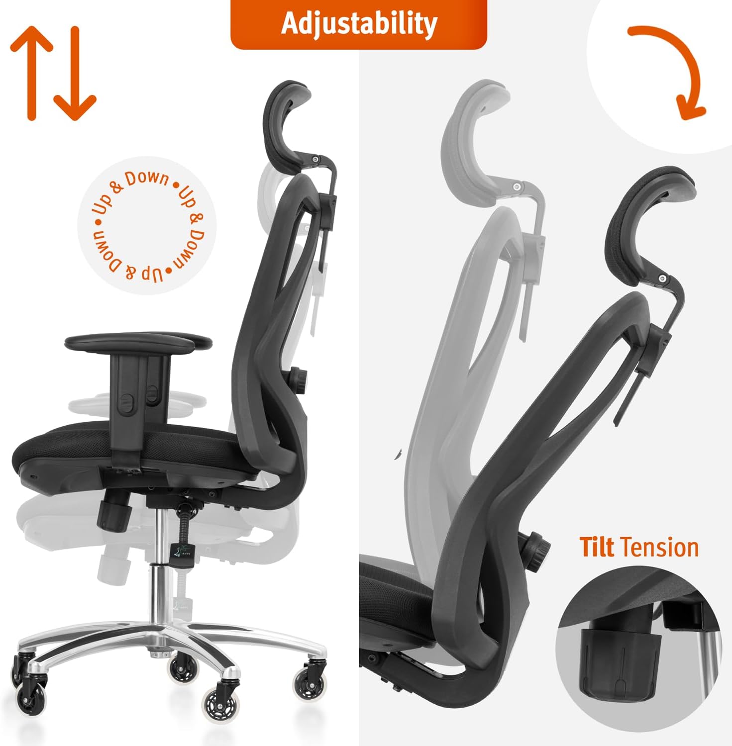 Detalle 2 de Ergonomic Office Chair Adjustable High-Back Recliner