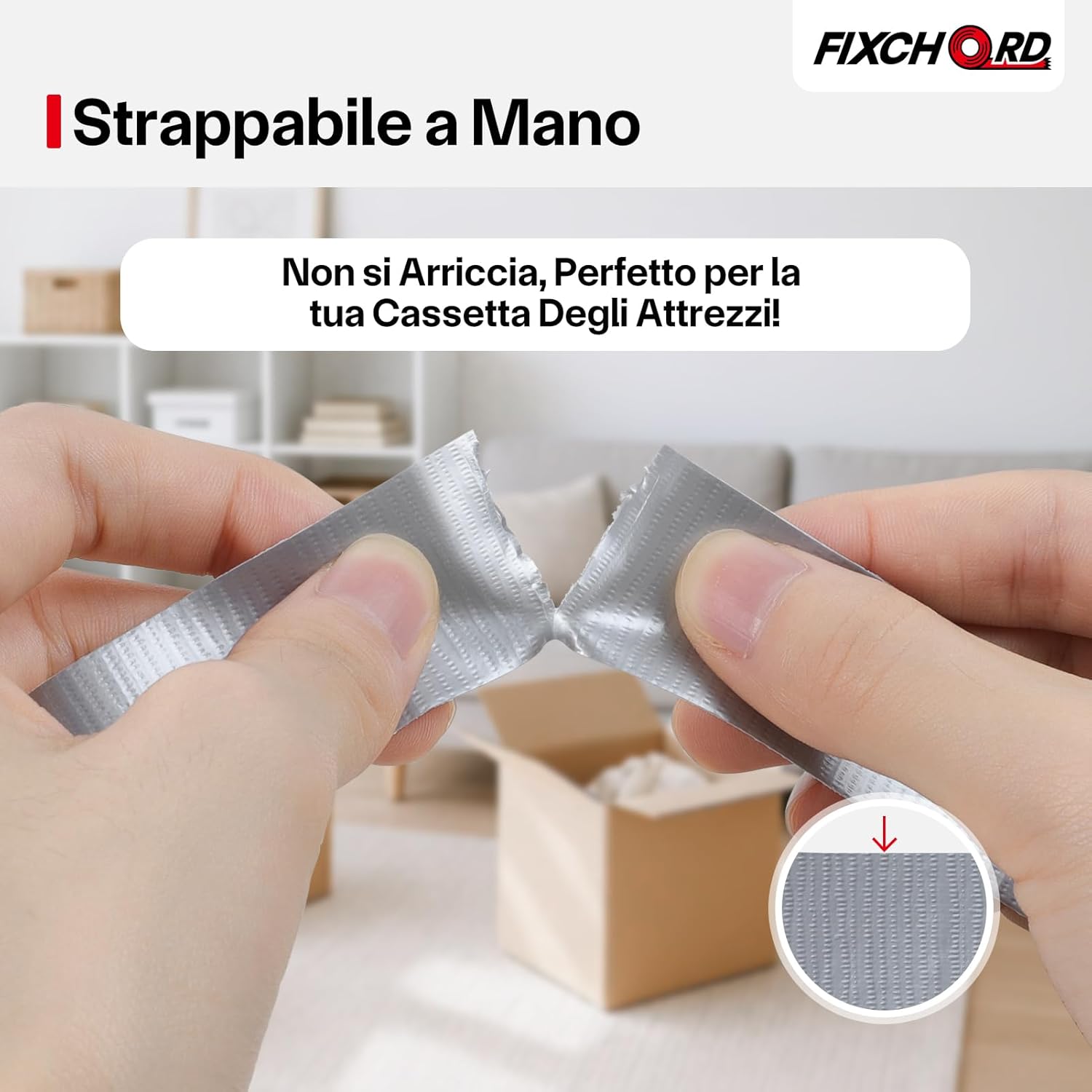 Thumbnail 4 de FIXCHORD nastro adesivo in tessuto 25 mm × 50 m (impermeabile, argento) per riparare e sigillare