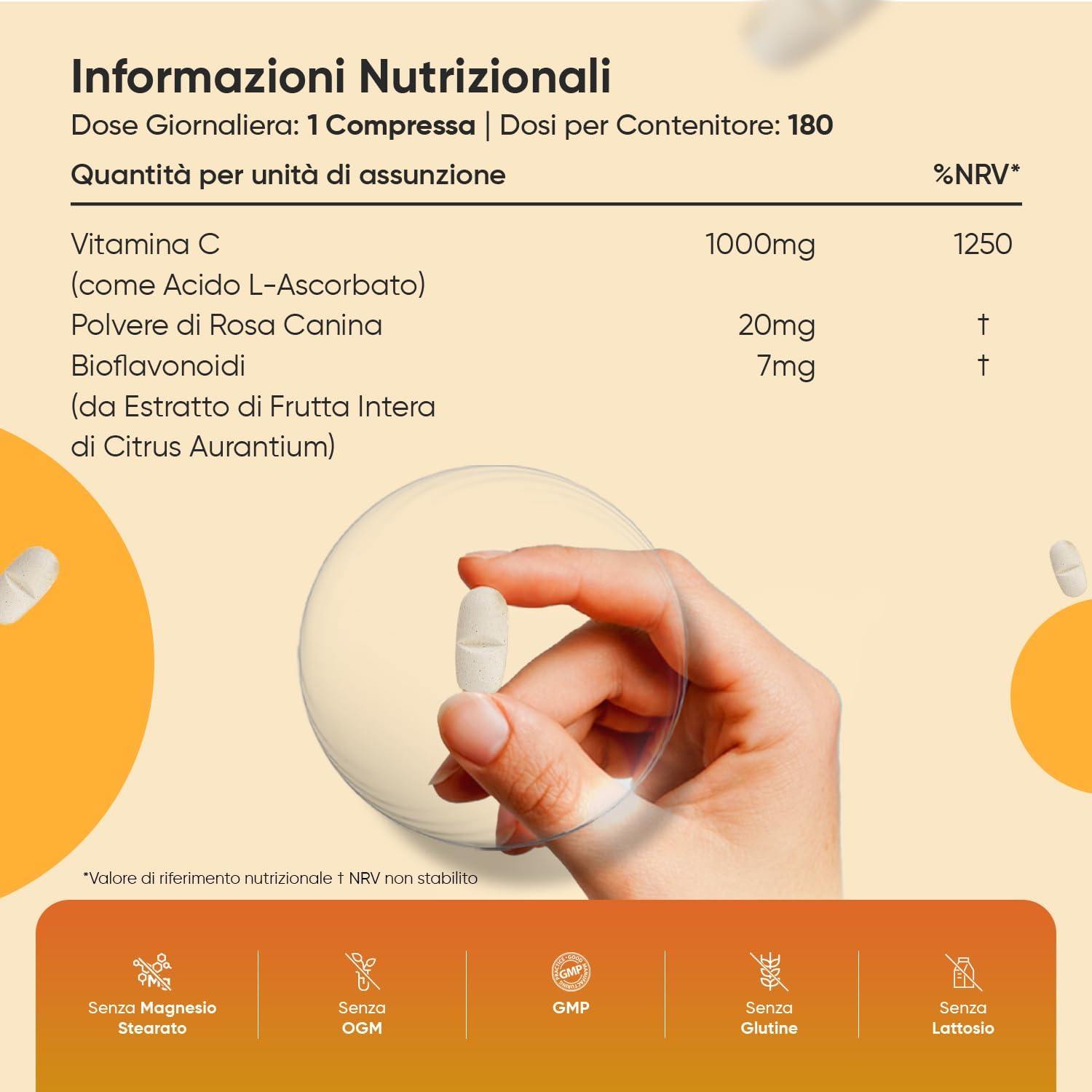 Thumbnail 4 de Vitamina C 1000mg vegana 180 compresse — integratore 🍊
