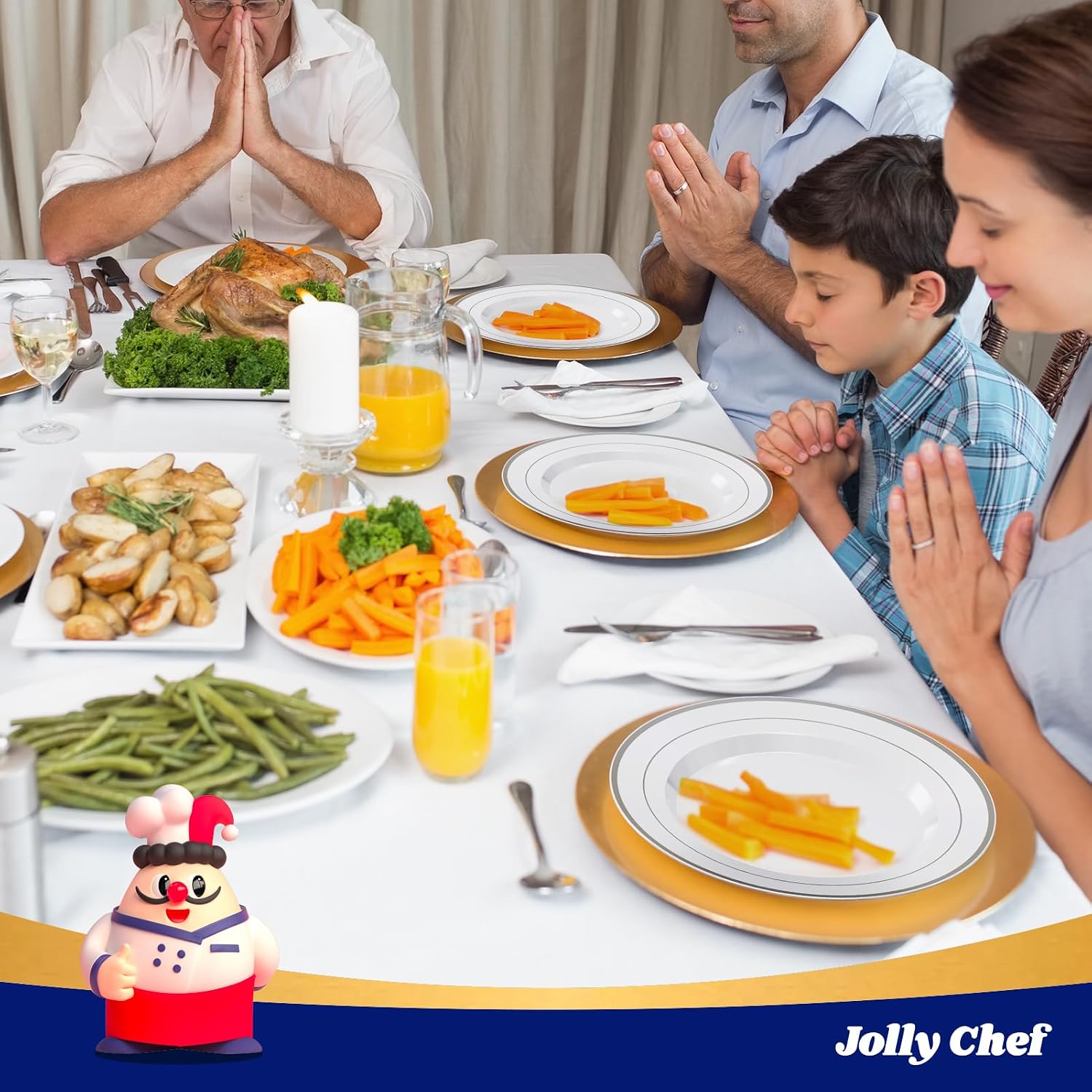 Thumbnail 4 de JOLLY CHEF 100 Pieces Silver Plates 10 Inch