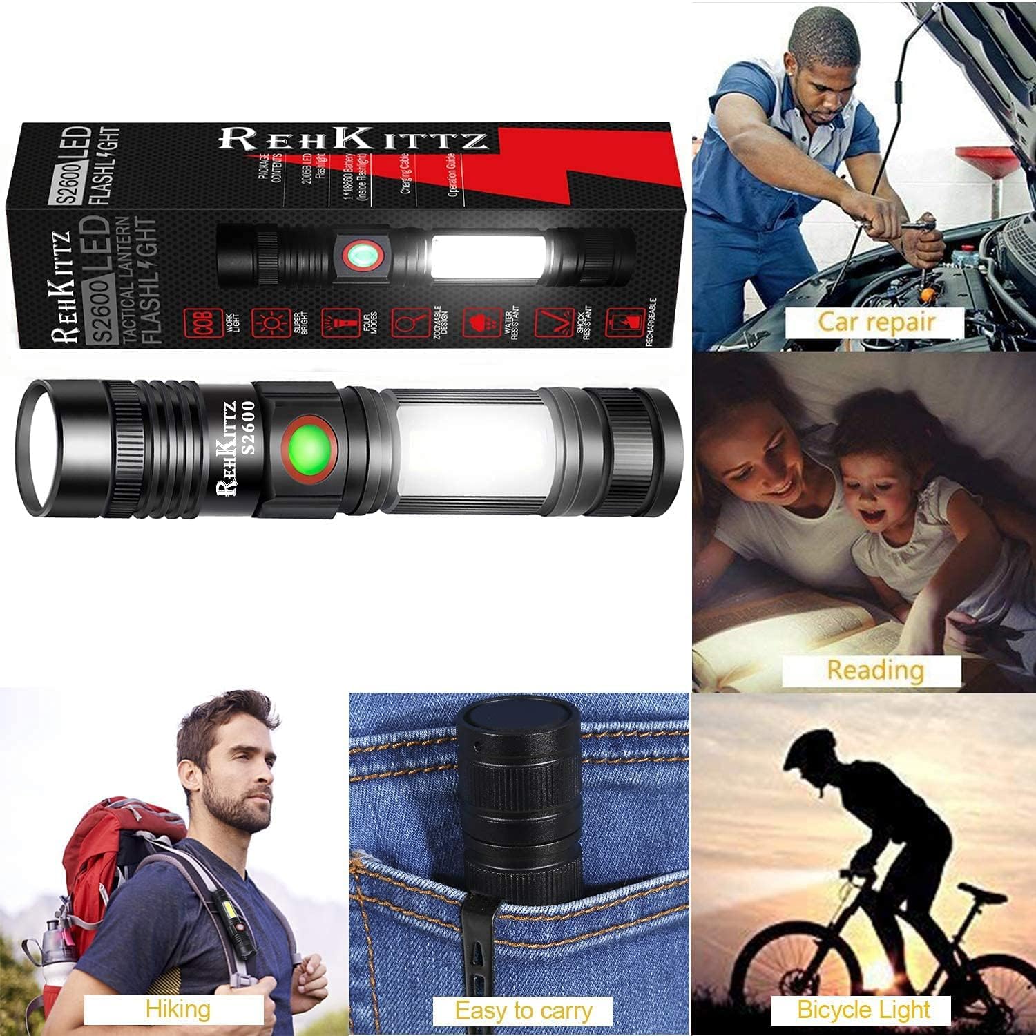 Thumbnail 6 de REHKITTZ Torch 2000 Lumen rechargeable flashlight