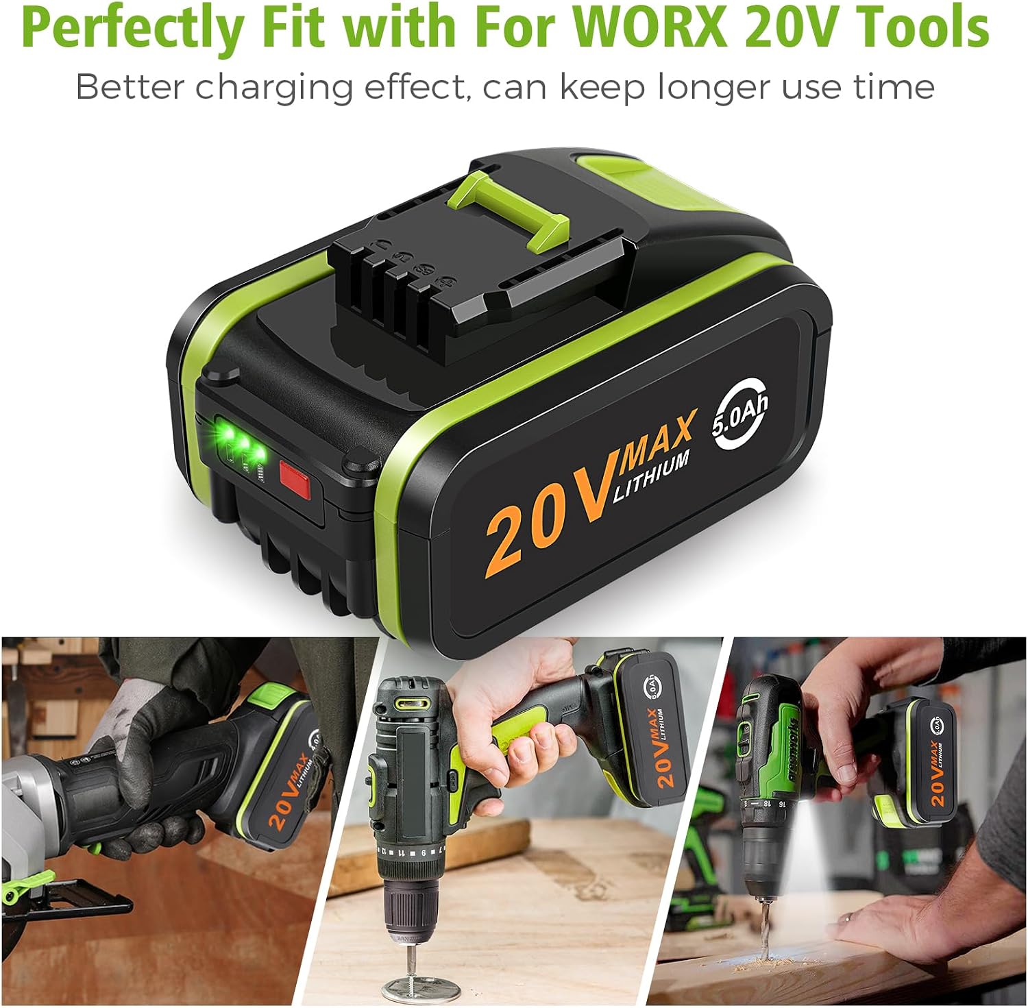 Thumbnail 1 de Worx 20V 5.0Ah Battery