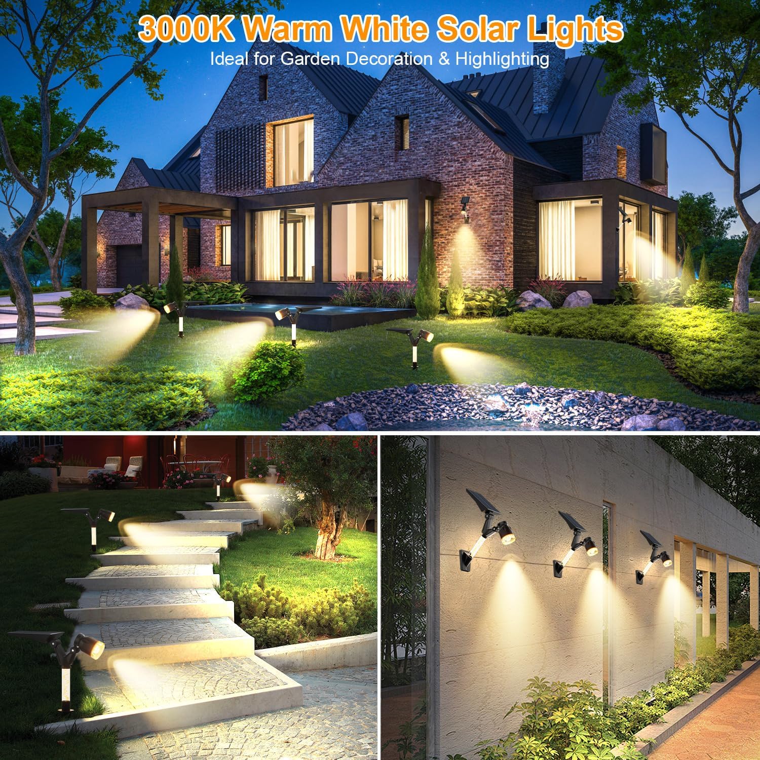 Thumbnail 1 de HAMLITE Solar Garden Spot Lights 6 Pack (Warm White) – IP65 outdoor solar spotlights for paths, walls and porches