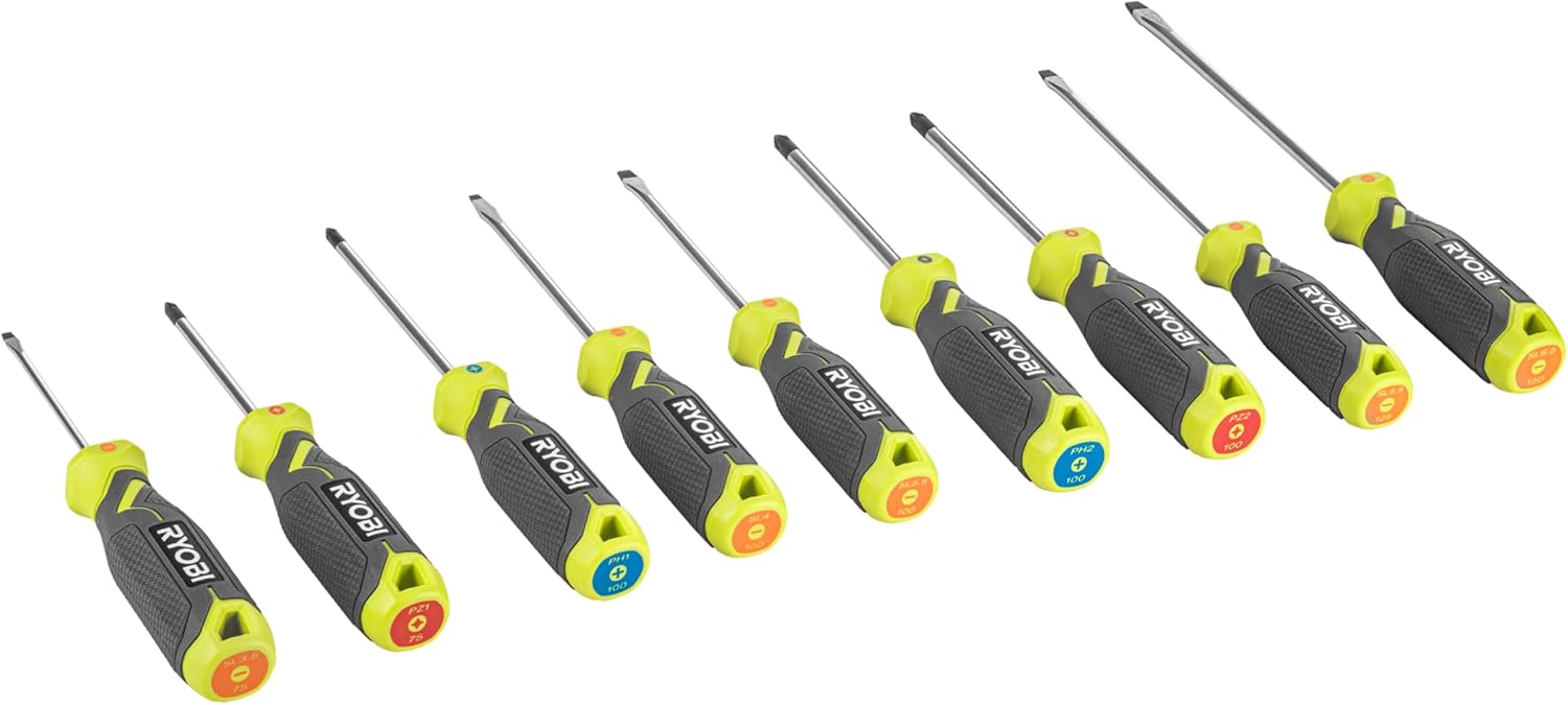 Detalle de Set di cacciaviti magnetici Ryobi RHSDS9PC: 9 pezzi per montaggi precisi e comodi