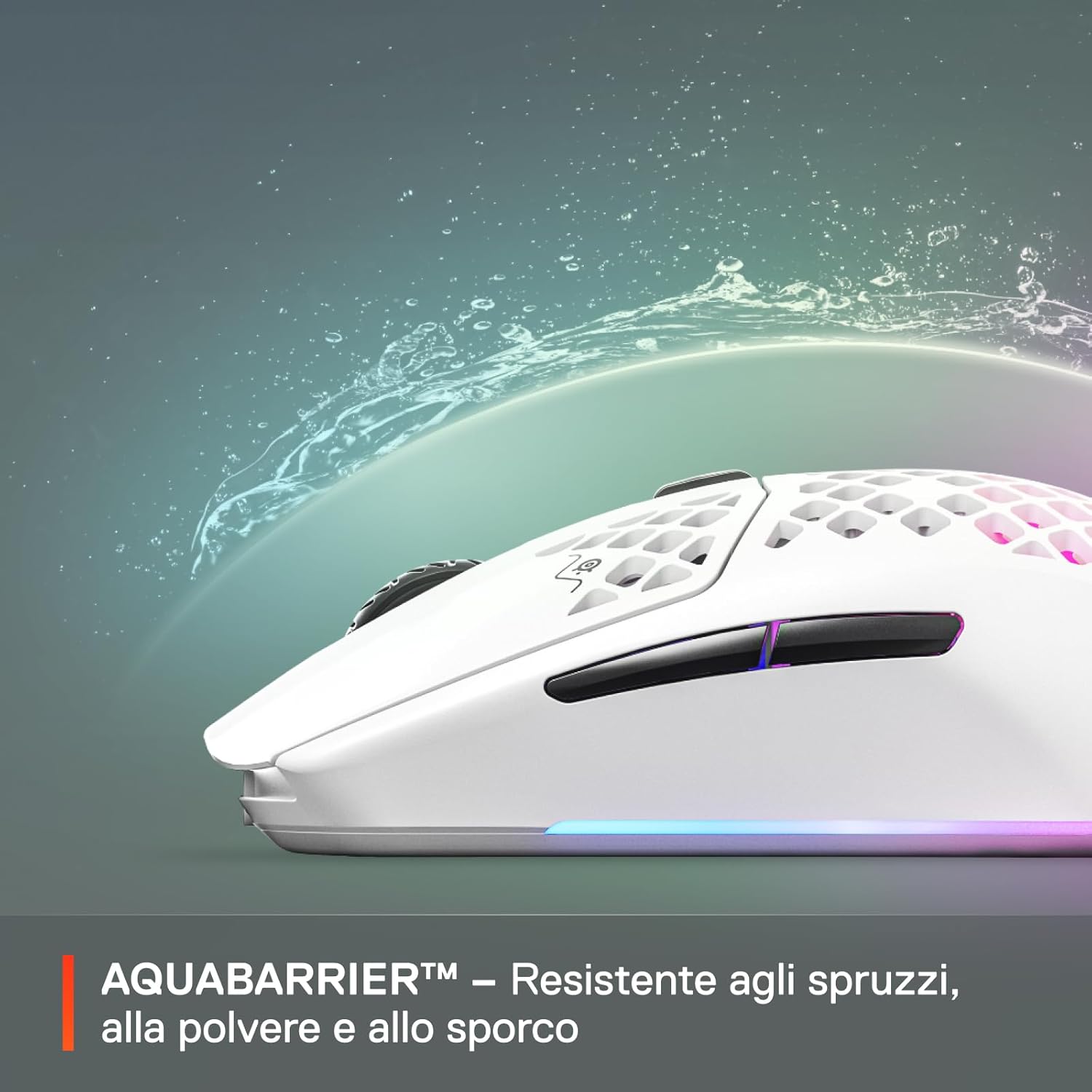 Thumbnail 5 de SteelSeries Aerox 3 Wireless “Snow” – Mouse gaming ultraleggero, RGB a 3 zone e TrueMove Air 18K DPI