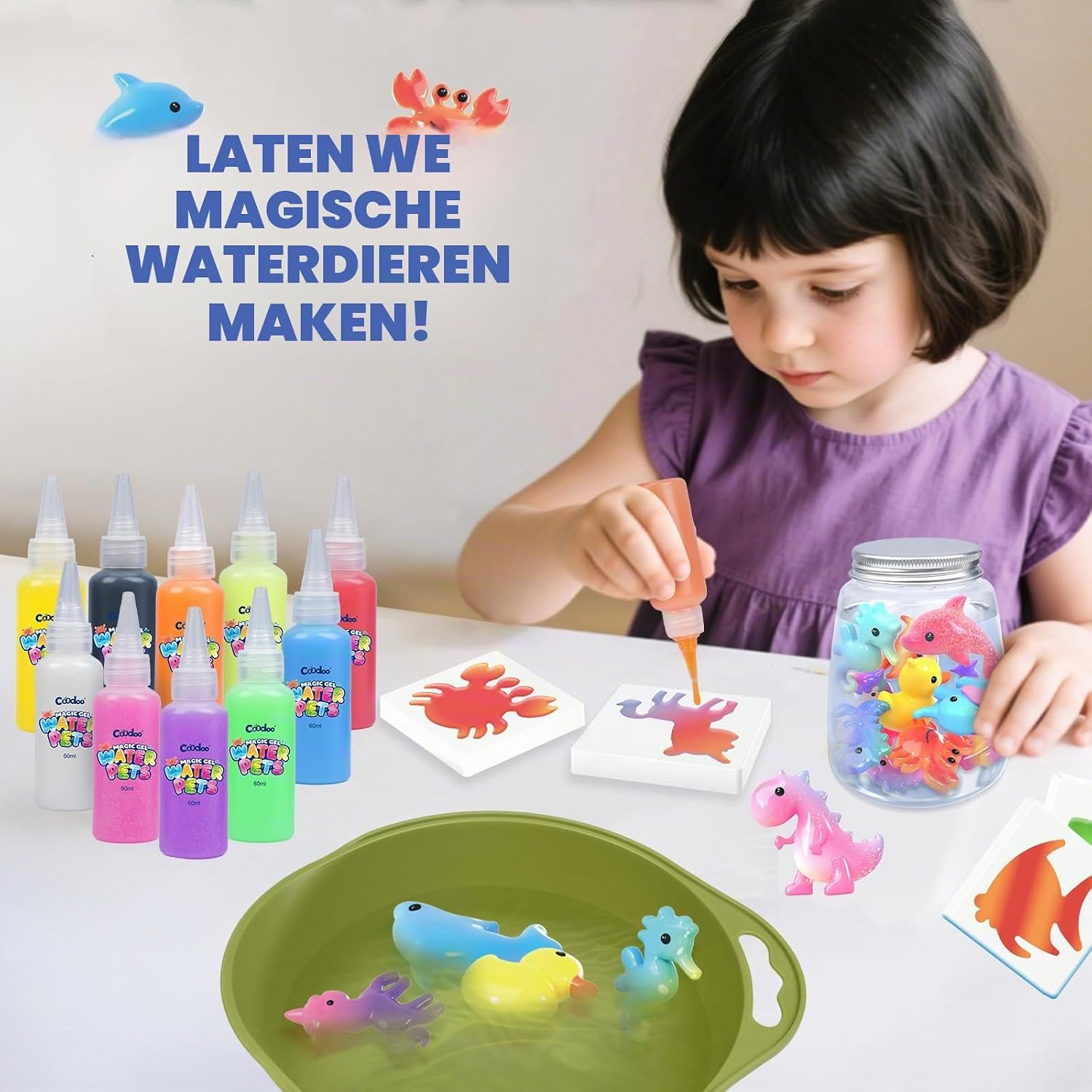 Detalle 2 de Coodoo NO.735 Magic Water Elf knutselset met 10 kleuren gel en glow-effect