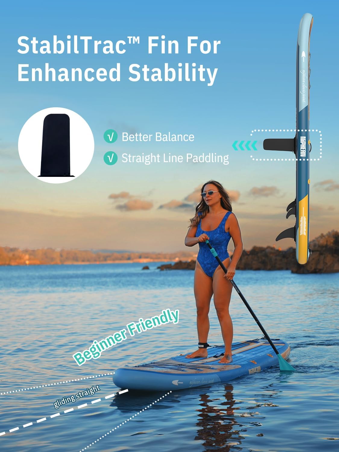 Thumbnail 4 de Niphean 10’6" Inflatable Stand Up Paddle Board (SUP) with Anti-Slip EVA Deck and SUP Accessories