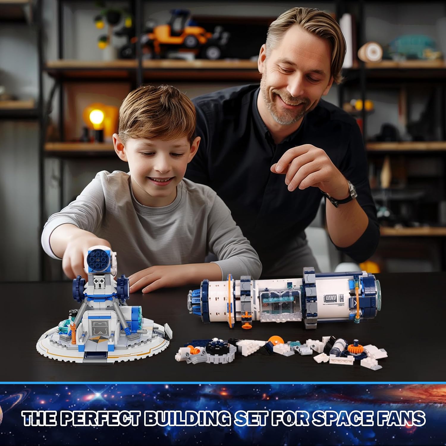 Detalle 2 de JMBricklayer Space Telescope Building Set (995 Pieces) with Lights – A Detailed Look