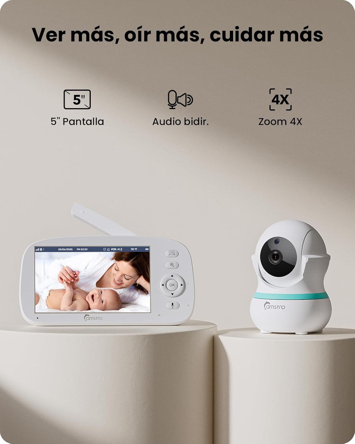 Thumbnail 1 de CAMSTRO Babyphone cámara 5 pulgadas 360° 4X Zoom 2.4 GHz