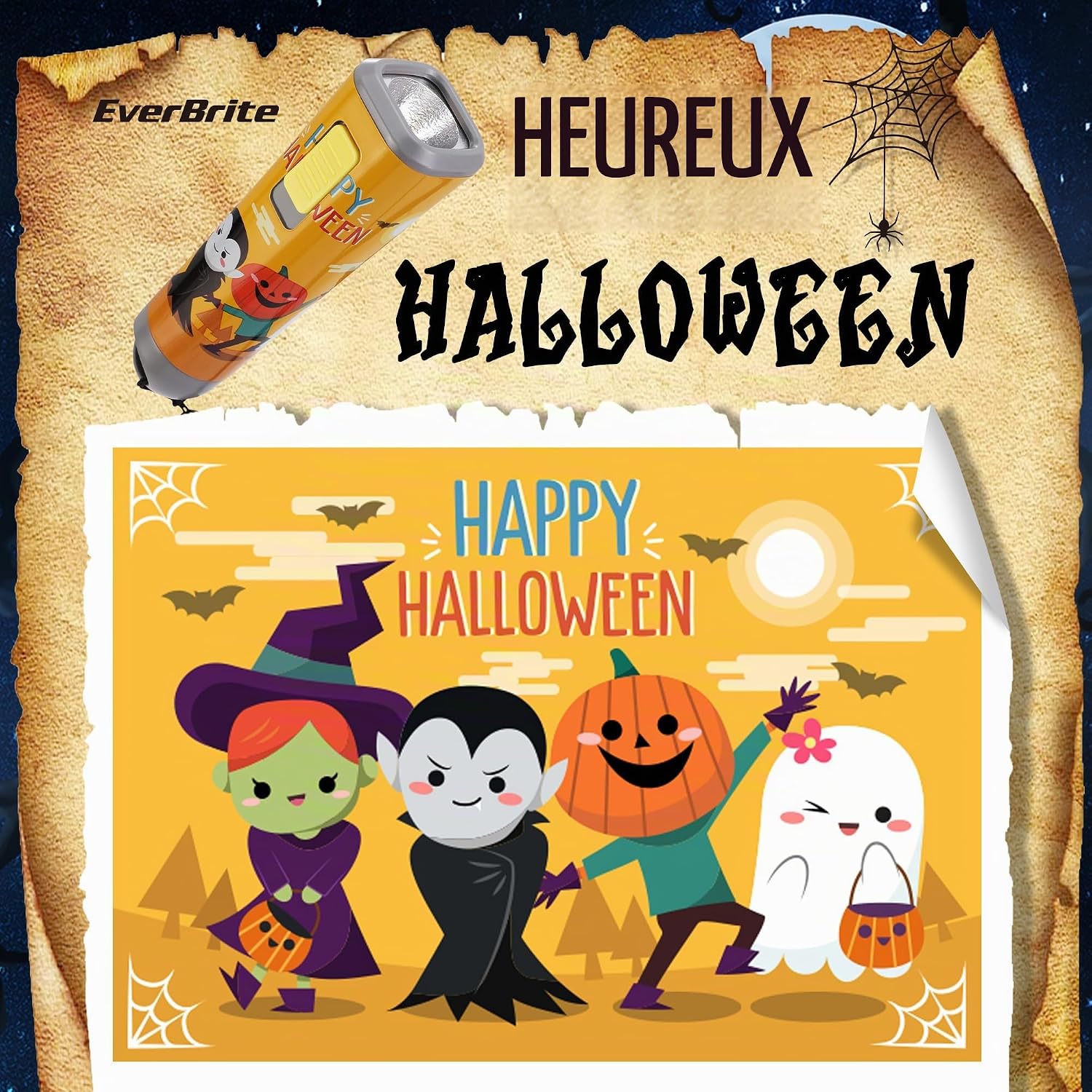 Detalle 1 de EverBrite E012066 Halloween-zaklamp, oranje ledlamp van 1 W