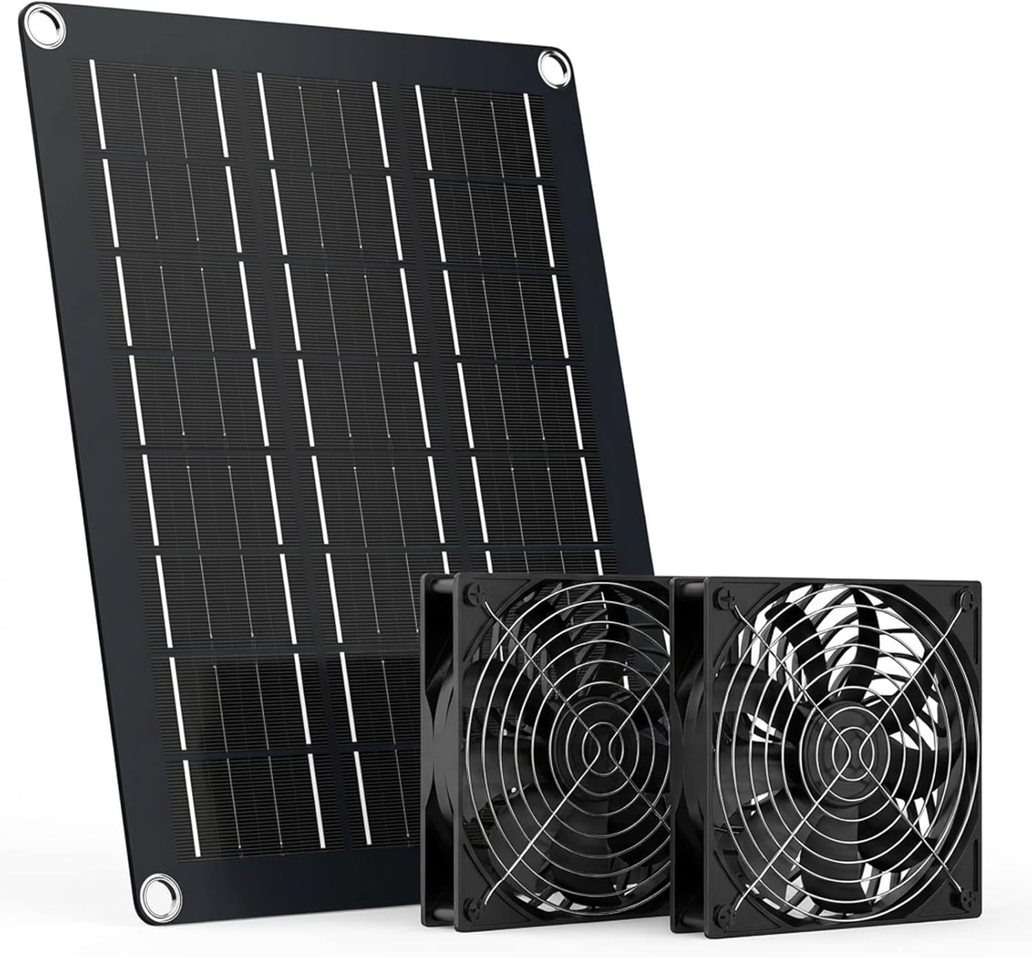 MARBERO 4.7 Inch Solar Powered Fan Kit with 15W Panel and Dual Waterproof Fans