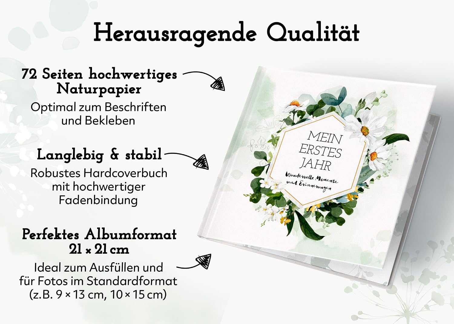 Thumbnail 4 de Babyalbum „Mein erstes Jahr“ – Baby Erinnerungsbuch zum Ausfüllen (72 Seiten) von Herzthaler