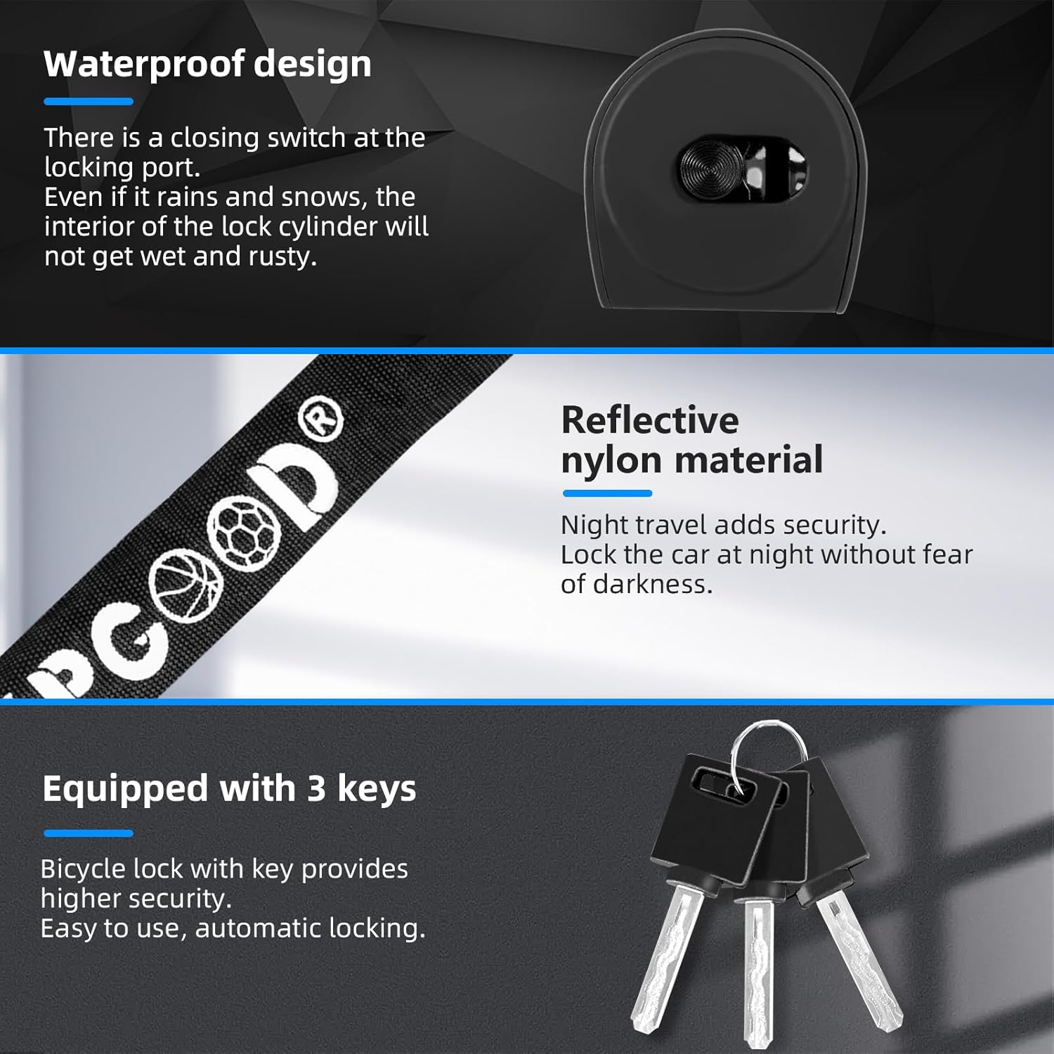 Thumbnail 3 de SPGOOD Bike Lock 90 cm 6 mm Steel Chain 📷