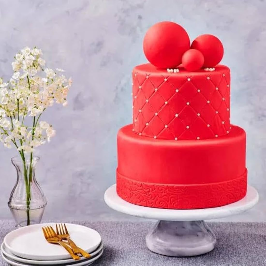 Detalle de FunCakes Pasta di Zucchero Fire Red 1000 g: fondente morbido e facile da lavorare per torte e decorazioni