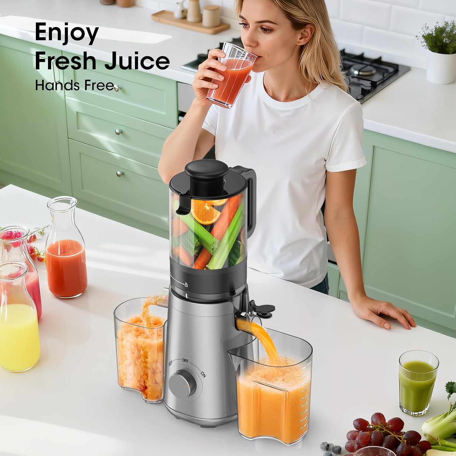 Thumbnail 6 de SMALLHOO cold press juicer, 5.3-inch chute