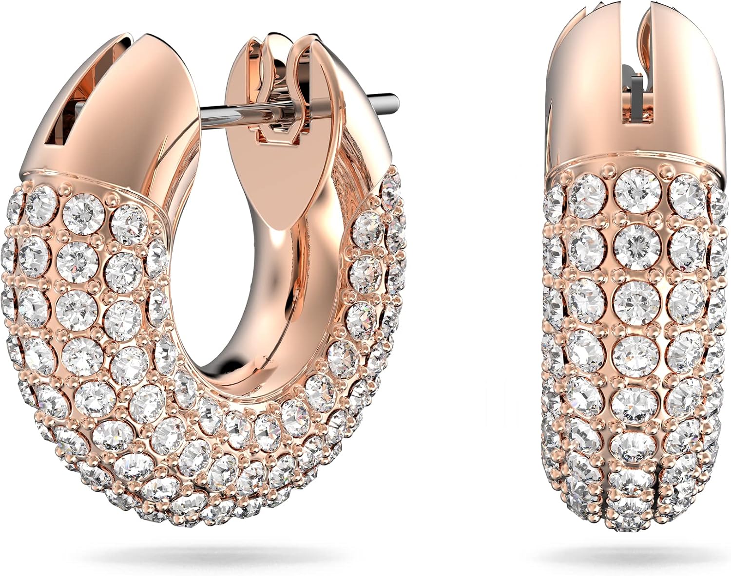 Detalle de Swarovski Orecchini a cerchio Dextera, Piccoli, Bianchi, Placcato rodio – un tocco moderno alla tua eleganza