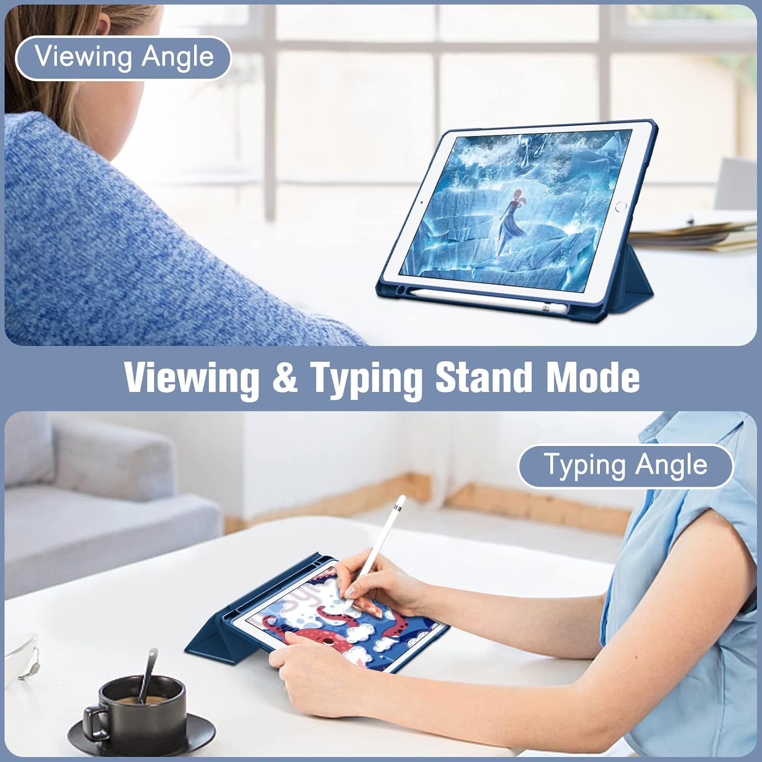 Thumbnail 3 de FINTIE Hybrid Hülle für 10,2‑Zoll iPad (9. Gen. 2021 / 8. Gen. 2020 / 7. Gen. 2019) mit Stifthalter – stoßfeste Schutzhülle, blau