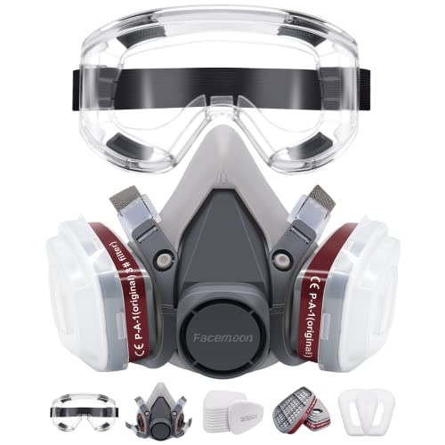 Detalle de Facemoon Respirator Mask Set with Safety Glasses and 10 Replacement Filters