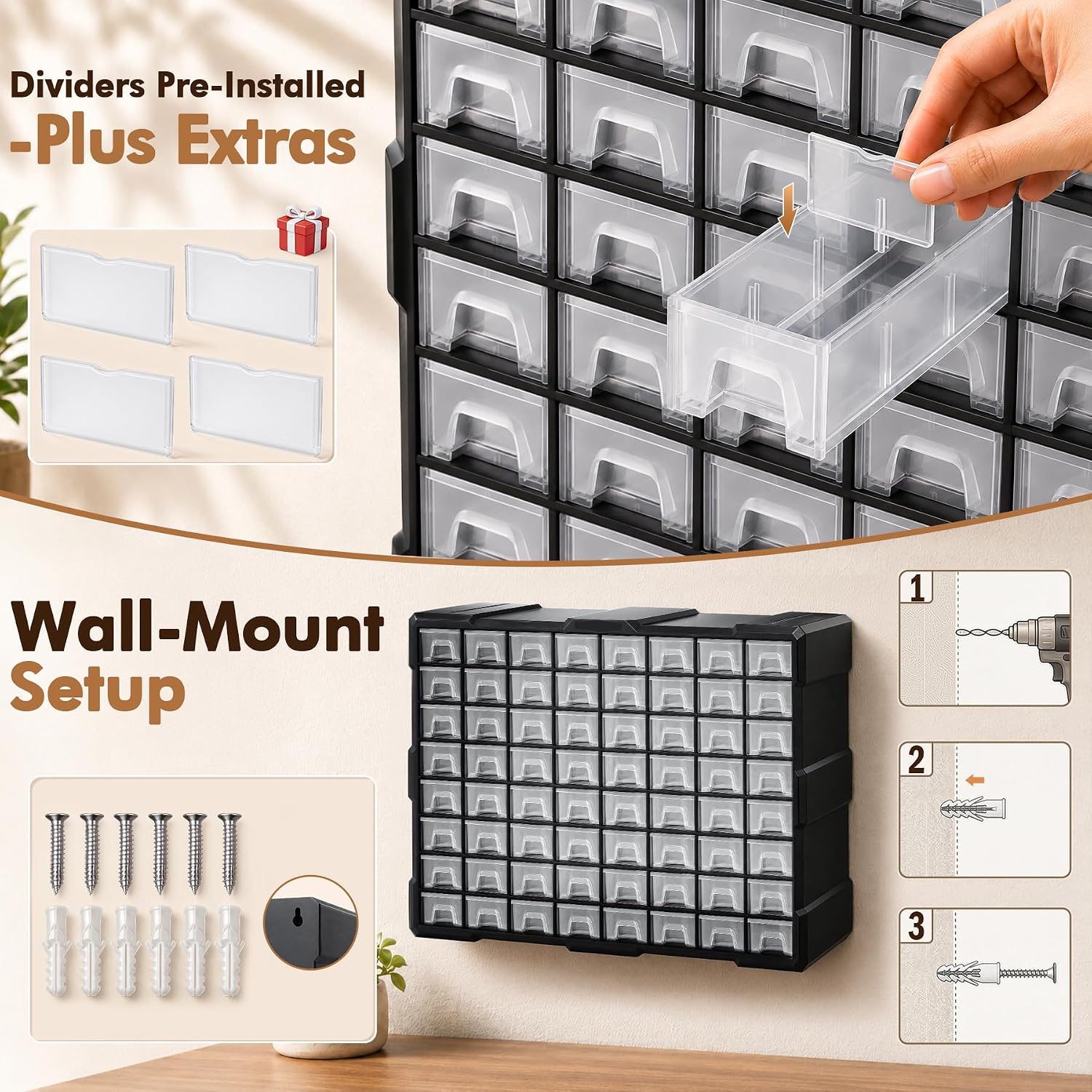 Detalle 2 de Small Parts Organizer with 64 Drawers