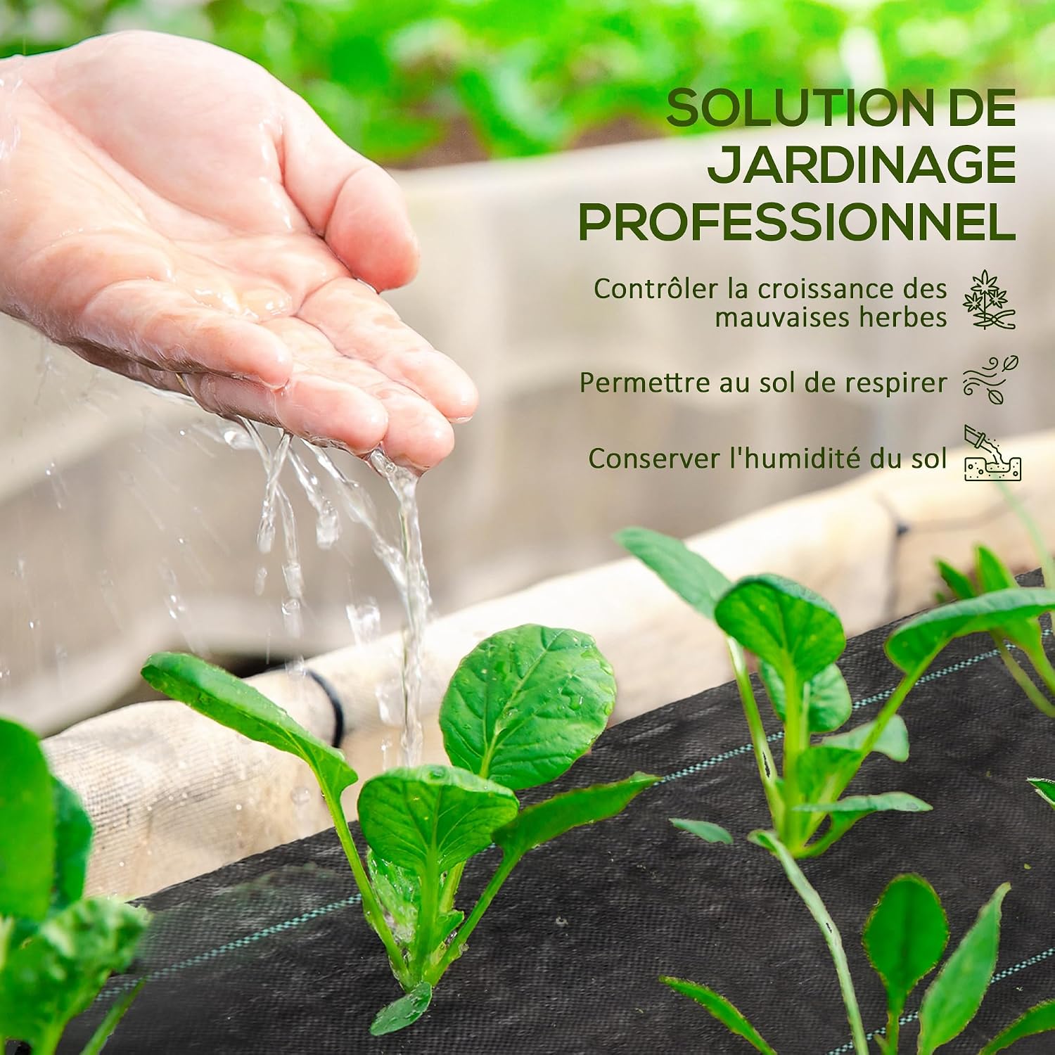 Detalle de Outsunny 845-913V04BK mulchdoek 100 x 2 m in PP, 60 g/m²
