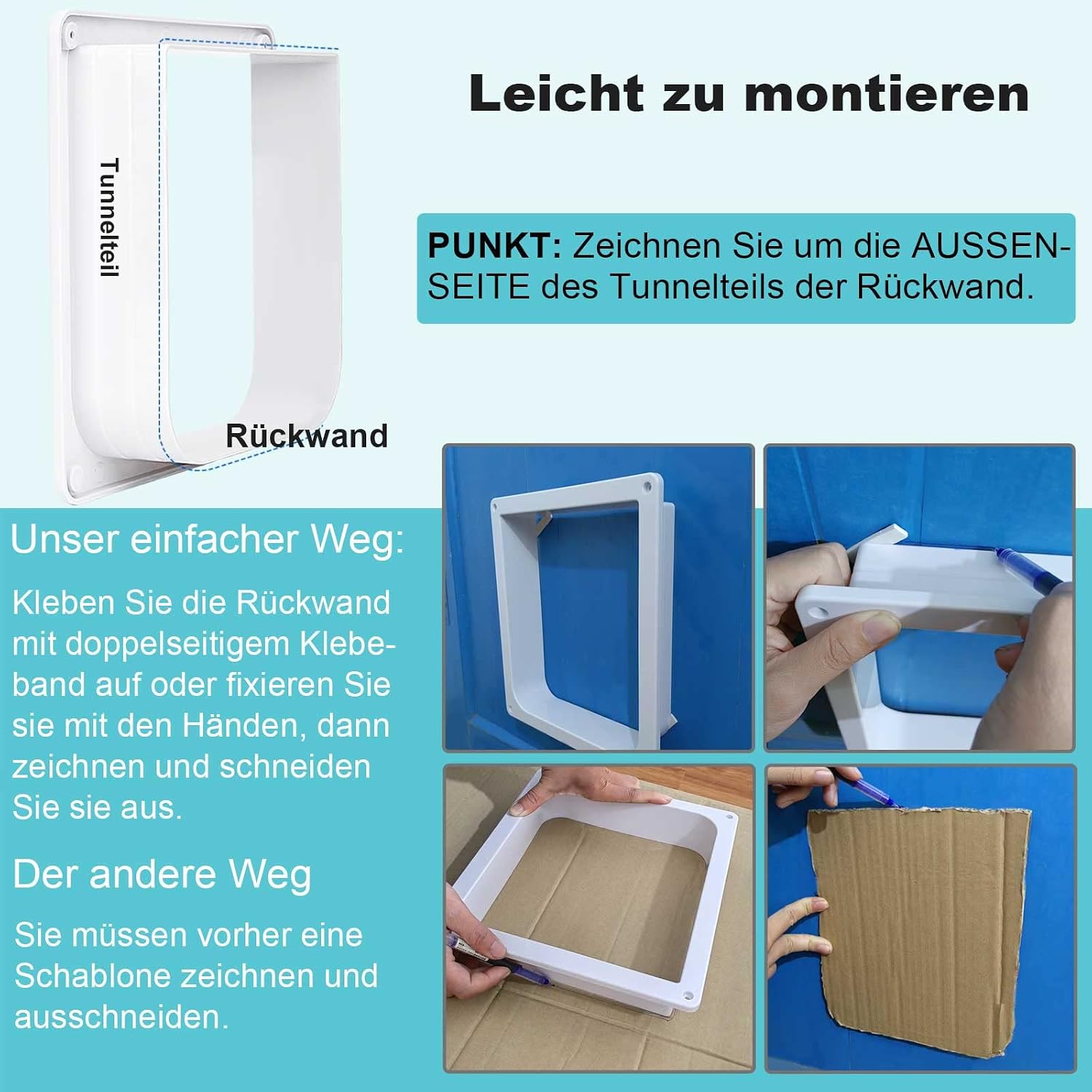 Detalle 2 de Katzentür Sicherheits-Haustier-Tür mit 4-Wege-Schloss – Groß, wetterfest, 19 cm x 18 cm Klappe