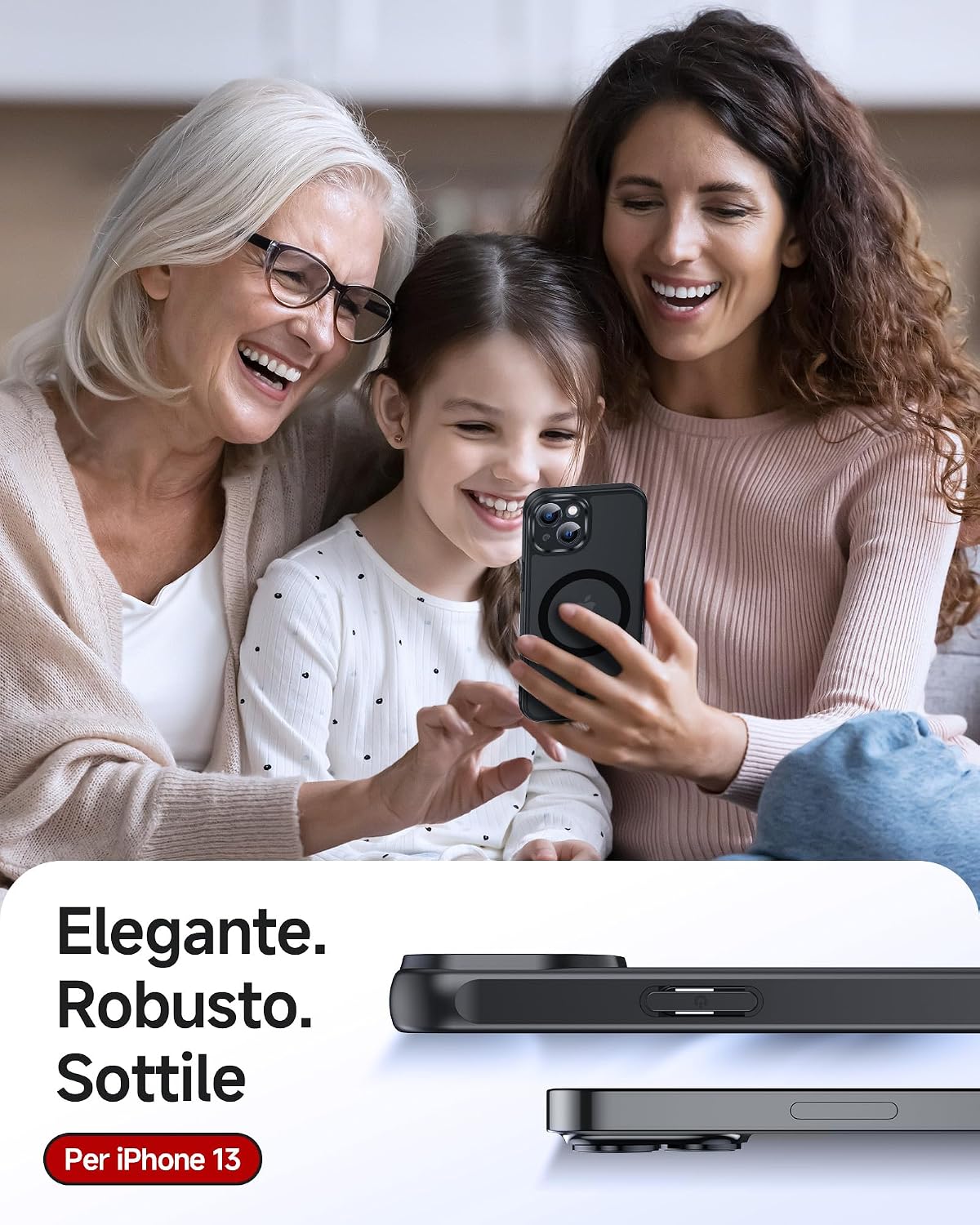 Thumbnail 5 de LeYi Cover magnetica per iPhone 13 con 2 pezzi di vetro temperato, posteriore opaco anti-impronte nero
