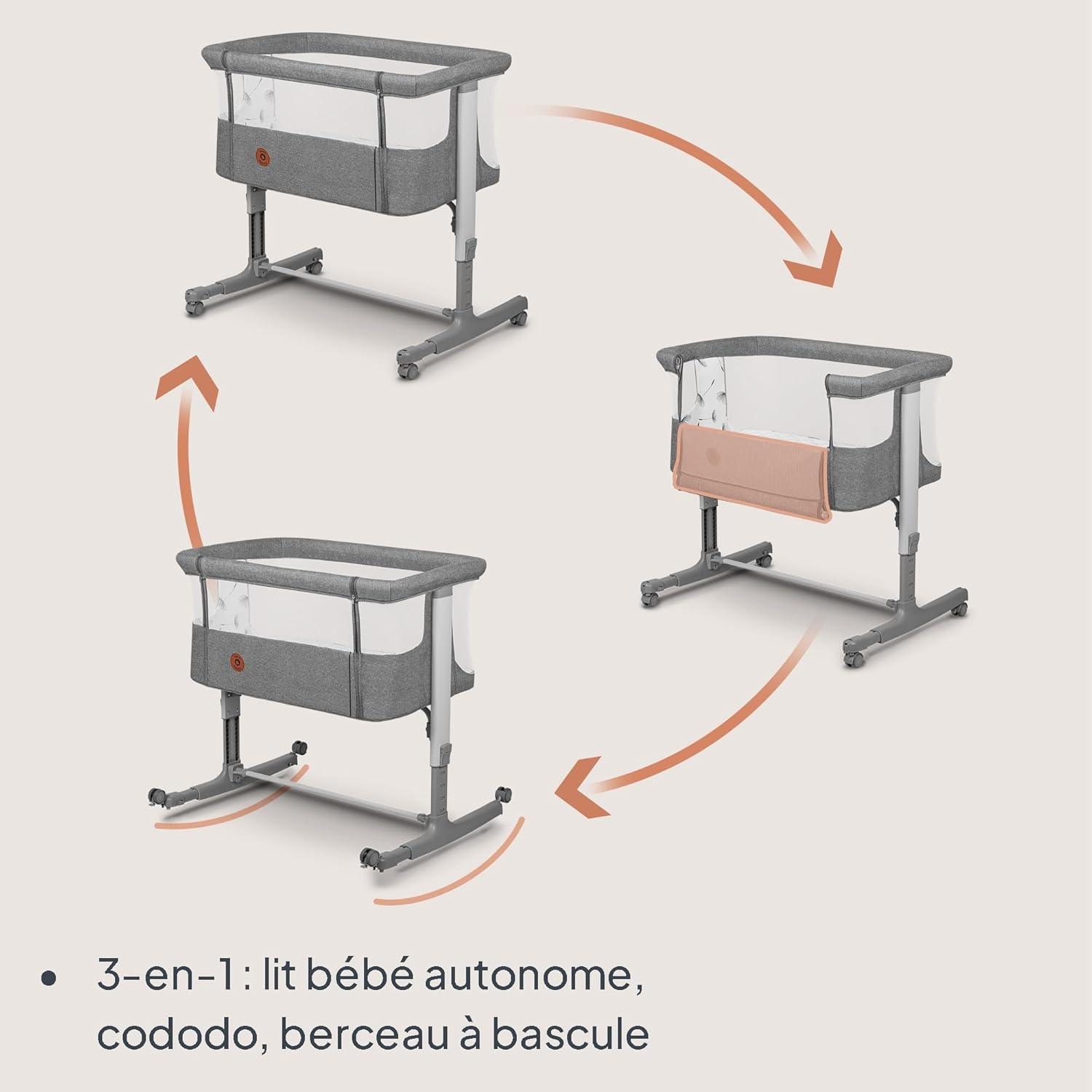 Detalle de Lionelo Aurora 3 en 1 - Lit bébé cododo, berceau et lit indépendant jusqu'à 9 kg