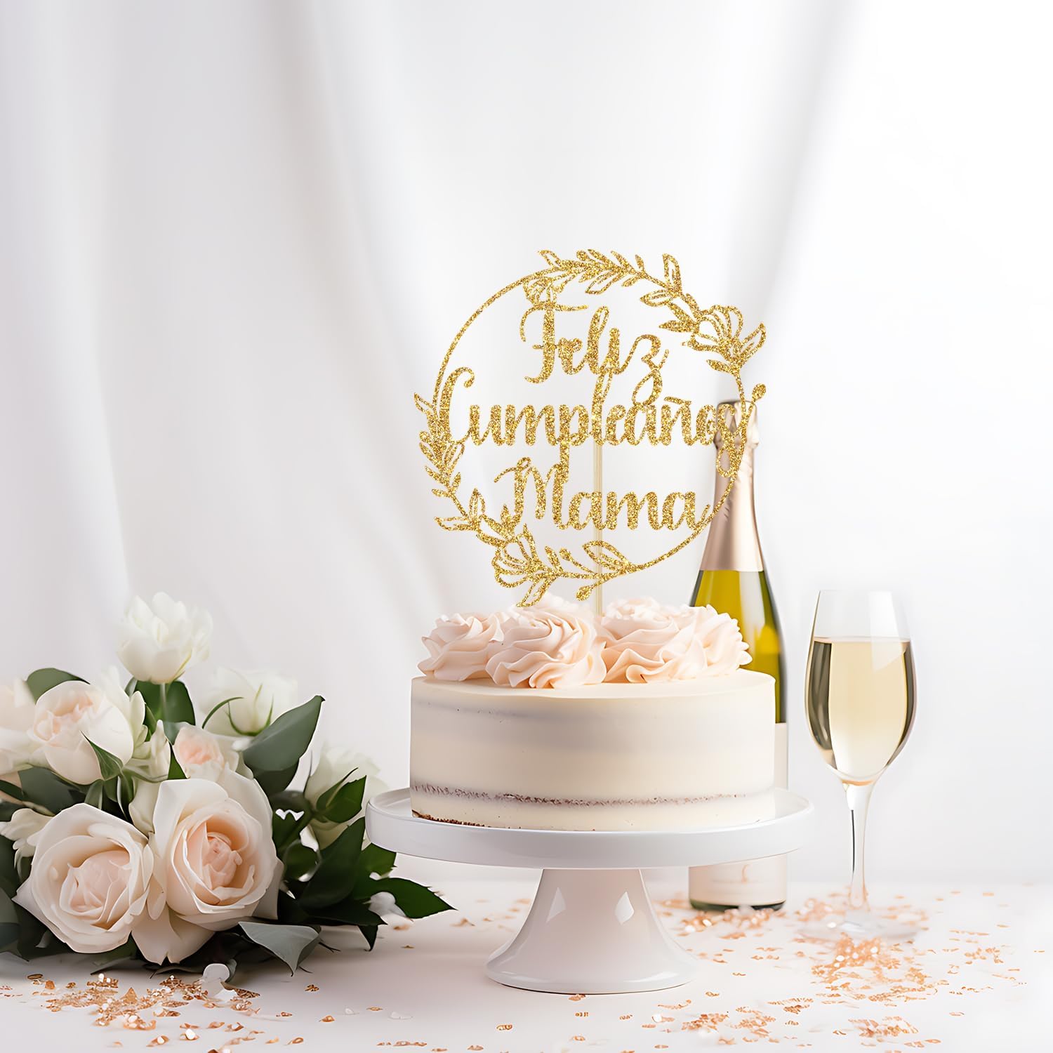 Thumbnail 5 de Yotawebery Mom Birthday Cake Topper, Gold Glitter Paper, 7 x 4.5 in