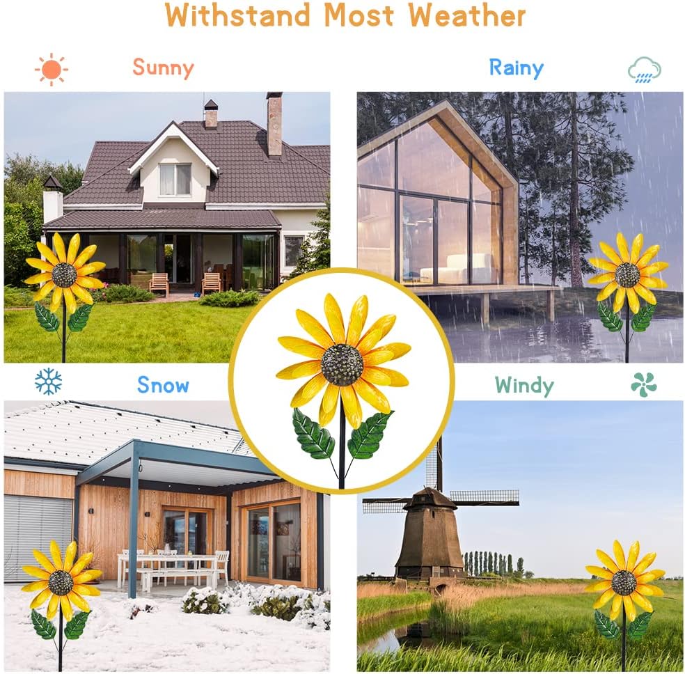 Detalle de Viveta Sunflower Wind Spinner (56") — Metal Wind Spinner for Yard & Garden Patio Decor