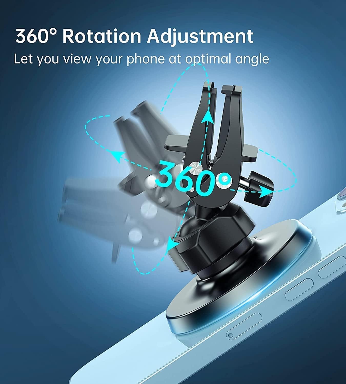 Detalle de Seadmit 2 Pack Support Téléphone Voiture Magnétique avec 360° Rotation et Clips Câble