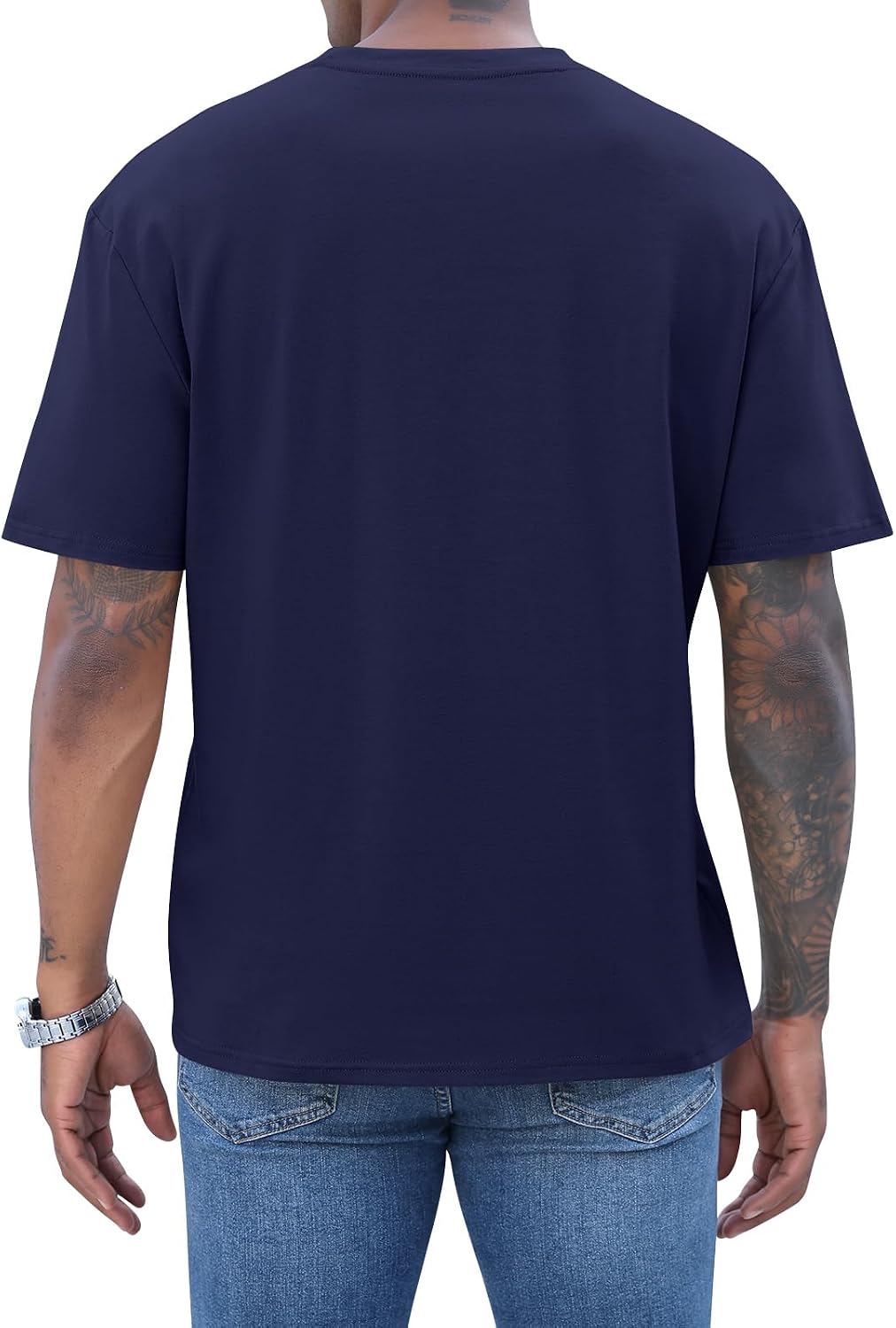 Detalle de iudam Herren Kurzarm T-Shirt Rundhals Sommer mit Palmenmotiv – atmungsaktives Baumwollmix-Oberteil