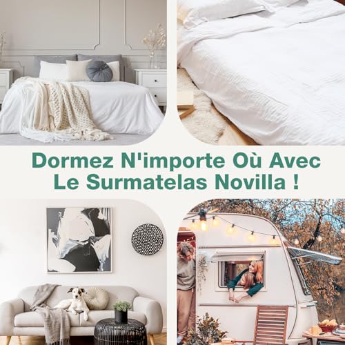 Thumbnail 10 de Novilla Surmatelas 140x190x7,5 cm – Mousse mémoire gel et housse lavable