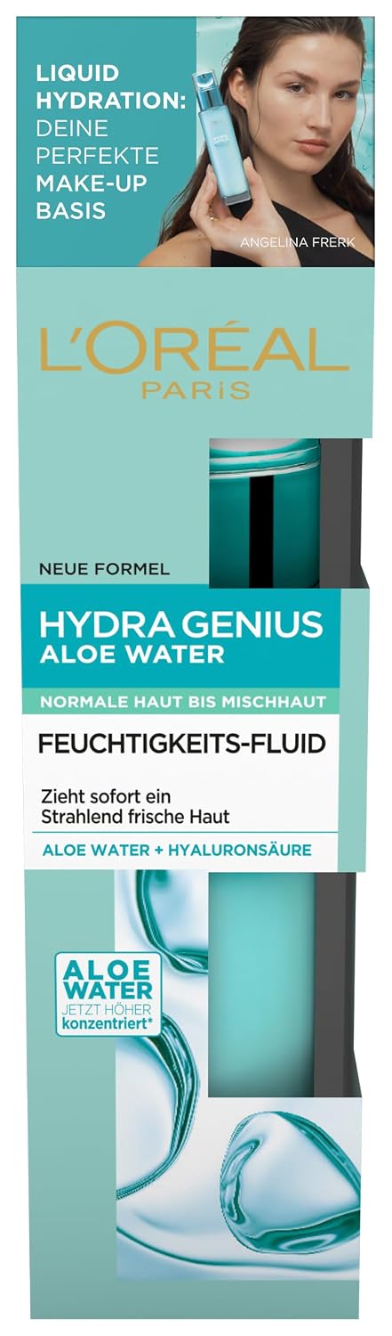 Detalle de L'Oréal Paris Hydra Genius Aloe Water Feuchtigkeitsfluid (Aloe Water & Hyaluronsäure), 70 ml – Packung mit 2