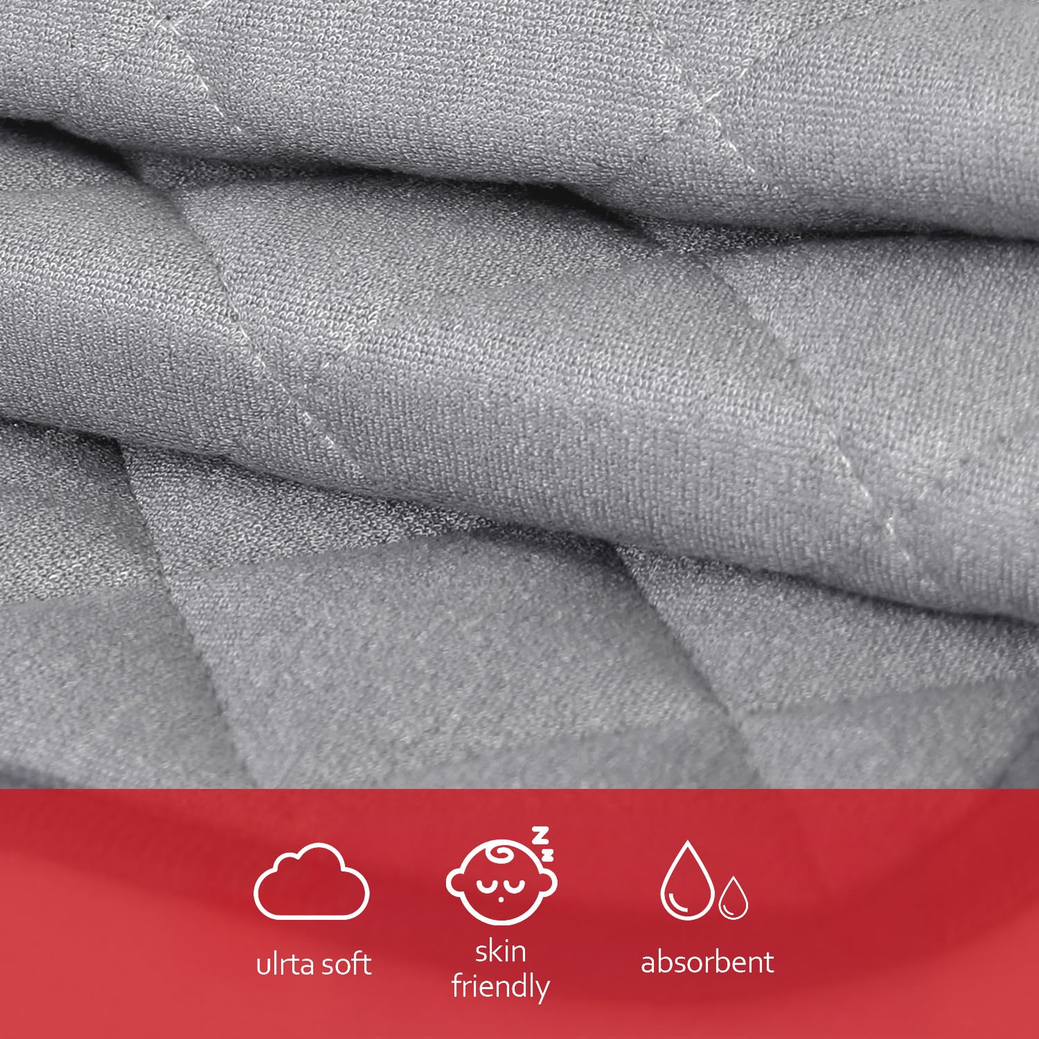 Detalle de Moonsea Diaper Changing Pad Liners, 3-Pack, Gray, Waterproof Terry, 13 x 26 in