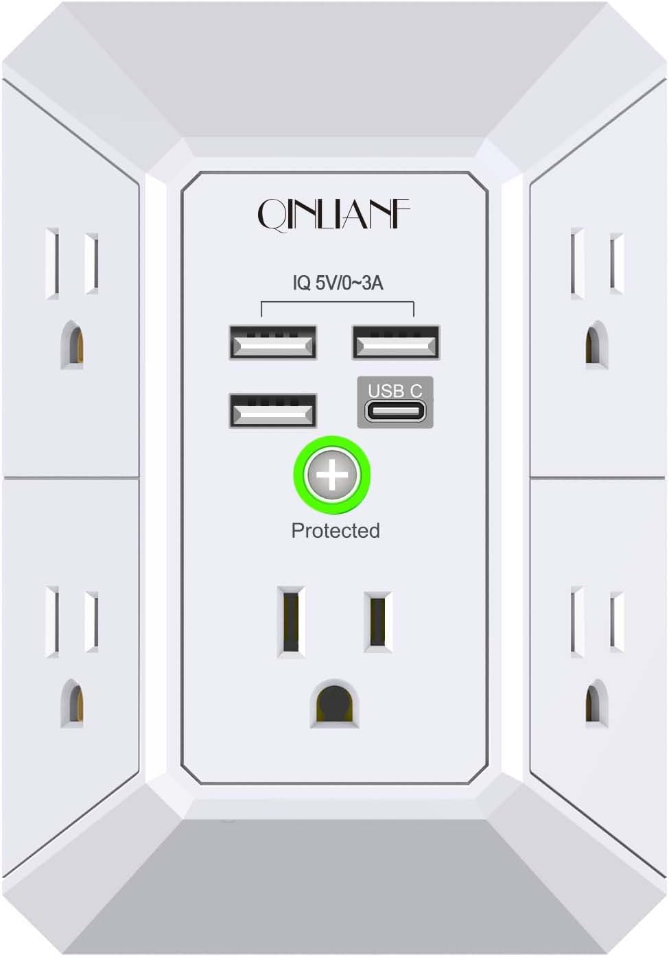 Detalle de QINLIANF 5 Outlet Extender 4.8A USB ⚡