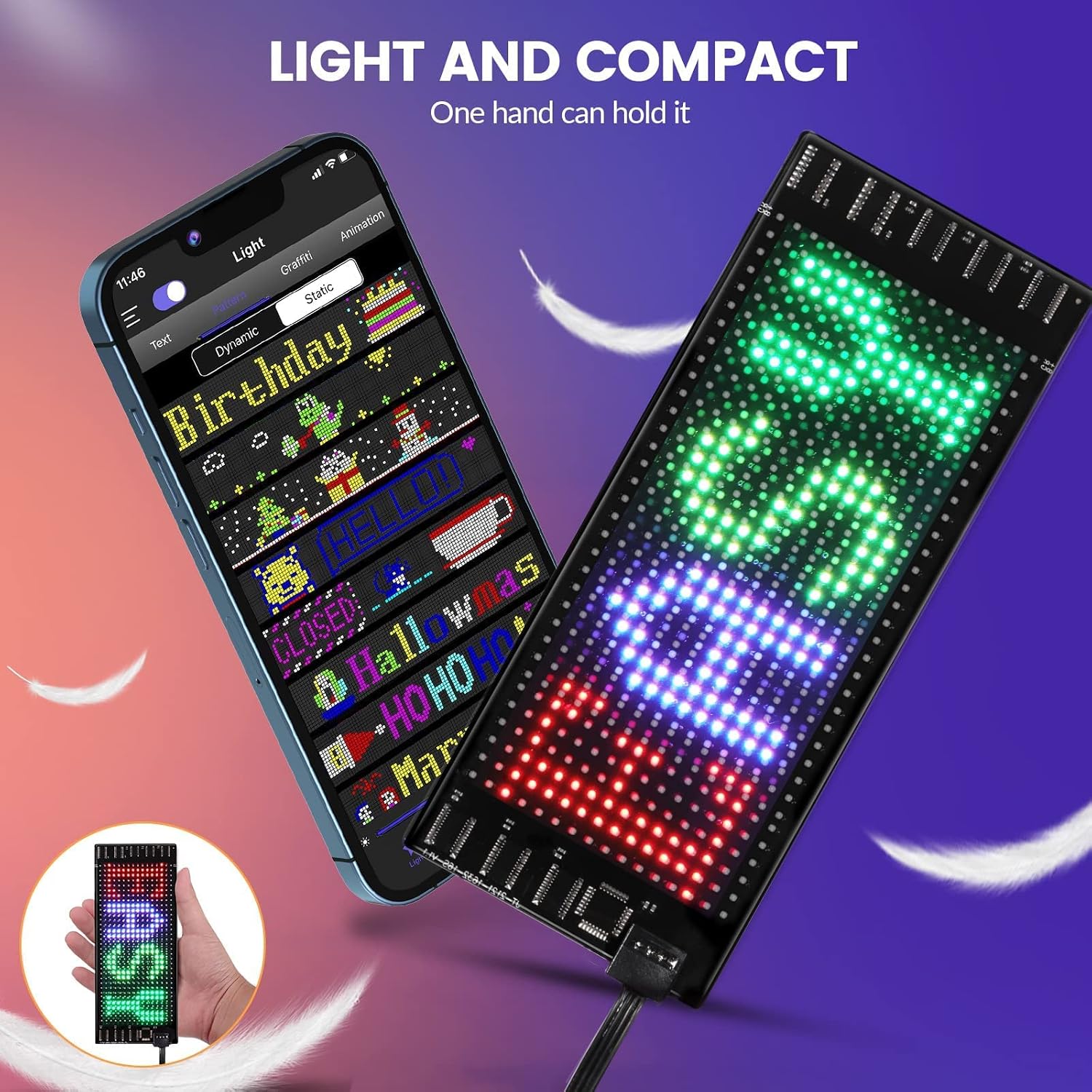 Detalle 2 de Rayhome AM0015 Flexible LED Sign, 7 in. x 3 in., USB 5V Bluetooth RGB