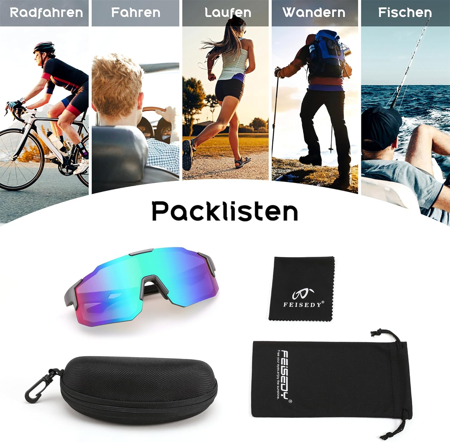 Thumbnail 6 de FEISEDY Sport Sonnenbrille – Verspiegelte Fahrradbrille B2388 mit UV400-Schutz
