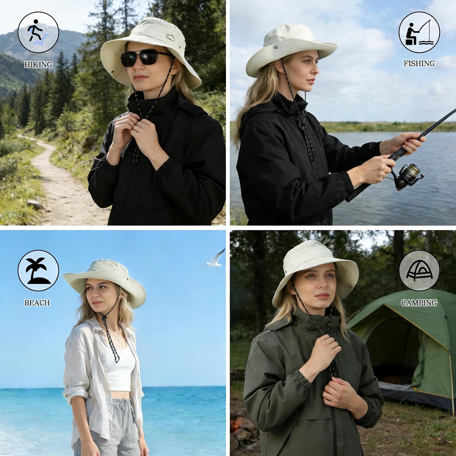 Thumbnail 6 de Jywmsc Sonnenhut – 2-in-1 Strandhut mit breiter Krempe, wasserabweisend und verstellbar
