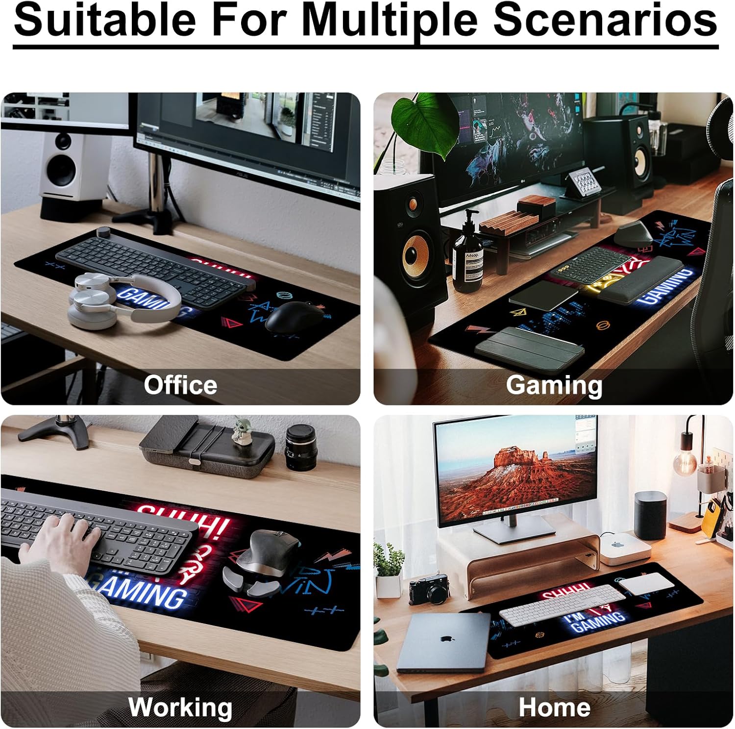 Thumbnail 5 de Extended Gaming Mouse Pad (80x30cm) – stitched edges desk mat with non-slip rubber base