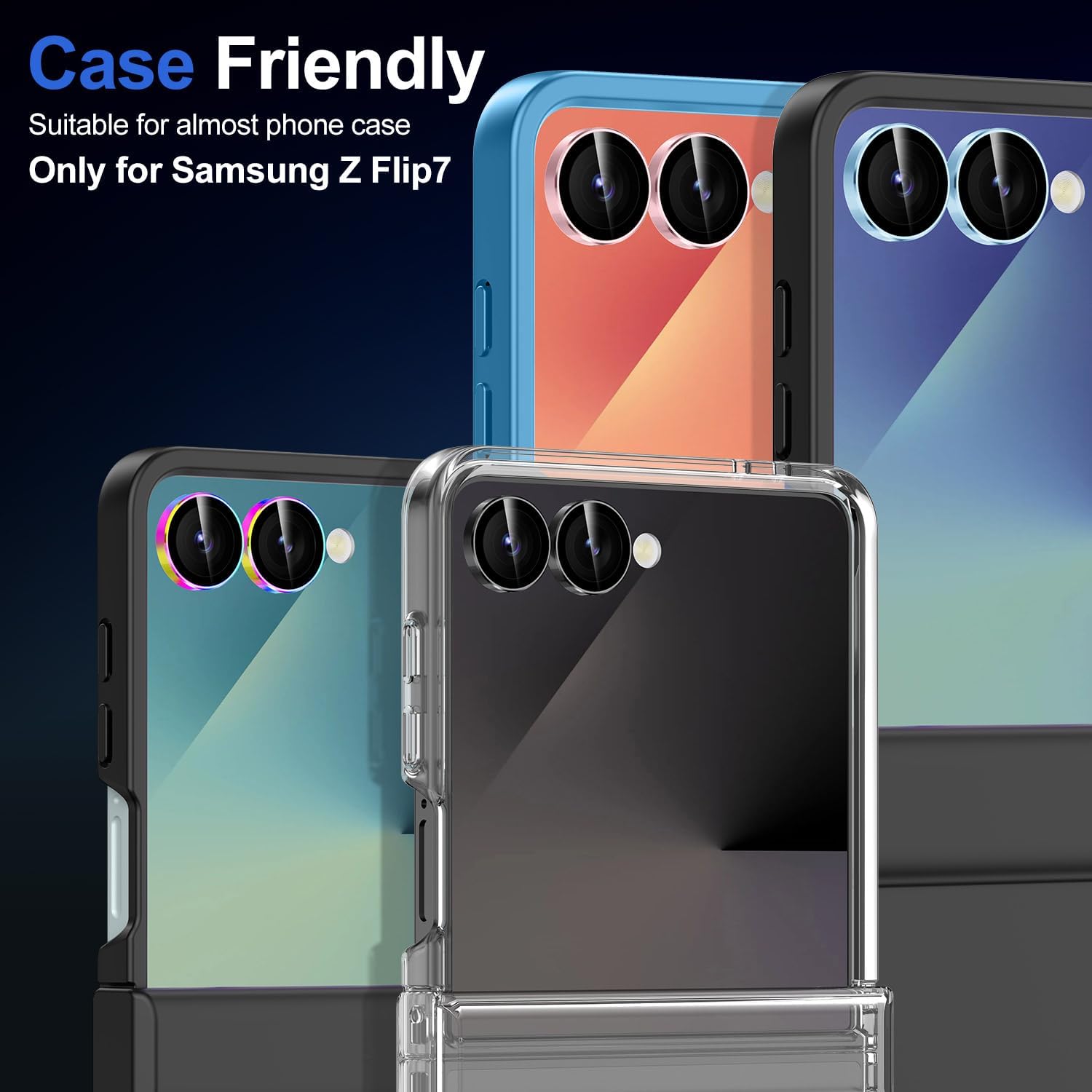 Thumbnail 6 de Avocase Camera Lens Protector for Samsung Galaxy Z Flip 7 – 9H Tempered Glass with Black Metal Ring