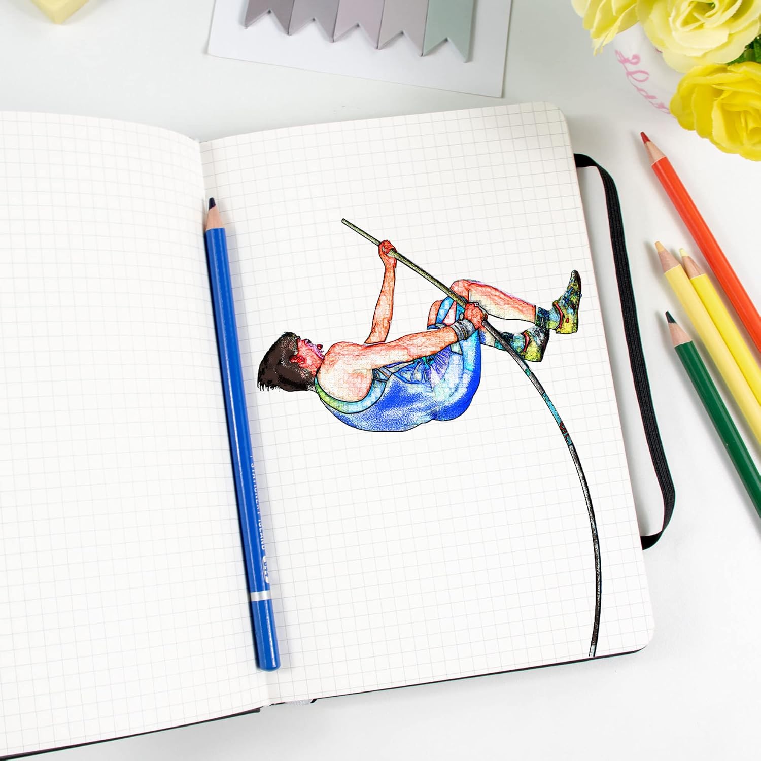 Thumbnail 2 de STATIONERY ISLAND Notizbuch A5 Kariert – Hardcover, 180 Seiten, 120 g/m², 2 Lesebändchen, praktische Tasche