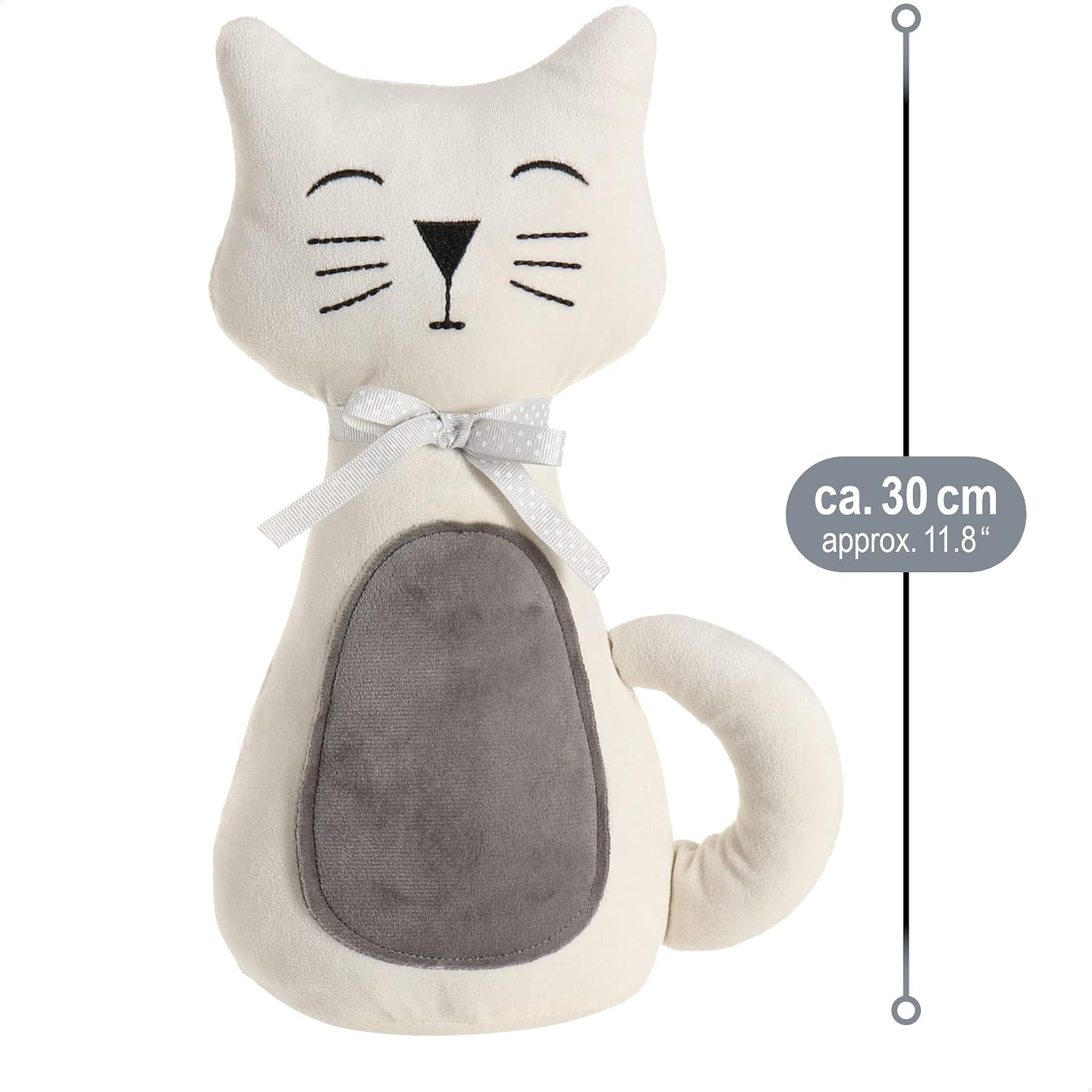 Detalle 2 de COM-FOUR Fermaporta: fermaporta pesante a forma di gatto, 1,4 kg, grigio/bianco